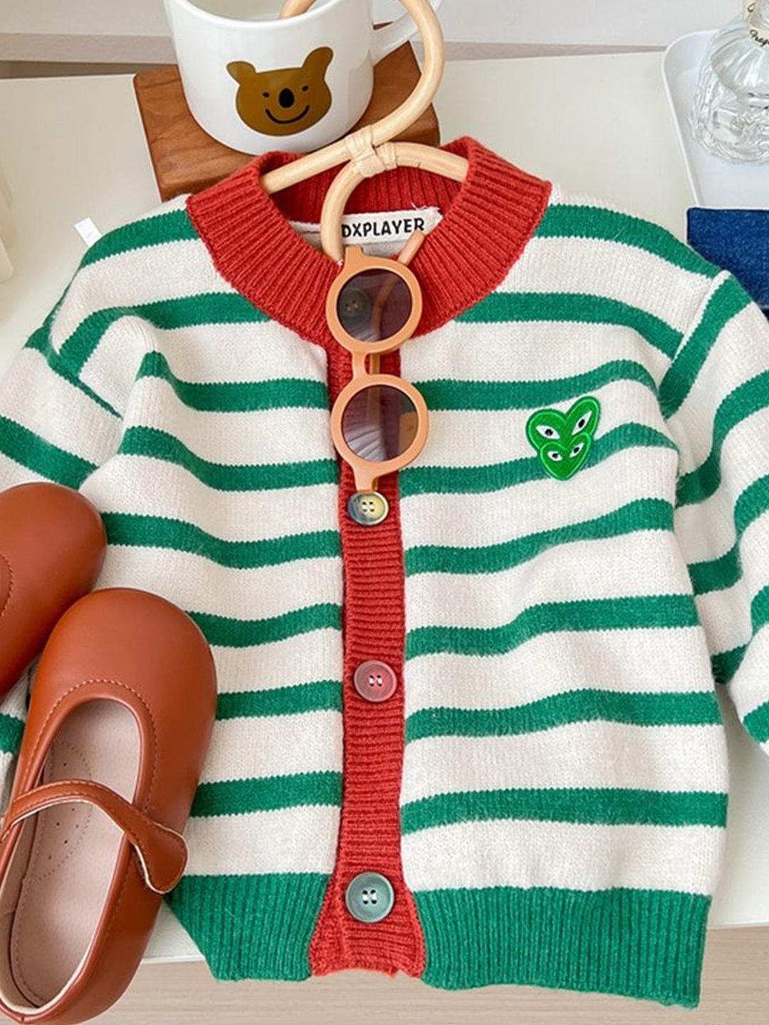 

LULU & SKY Girls Striped Cardigan, Green