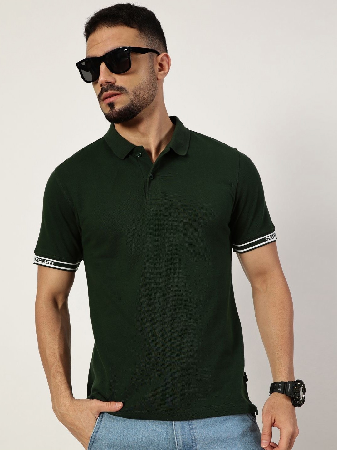 

Thomas Scott Men Polo Collar T-shirt, Green