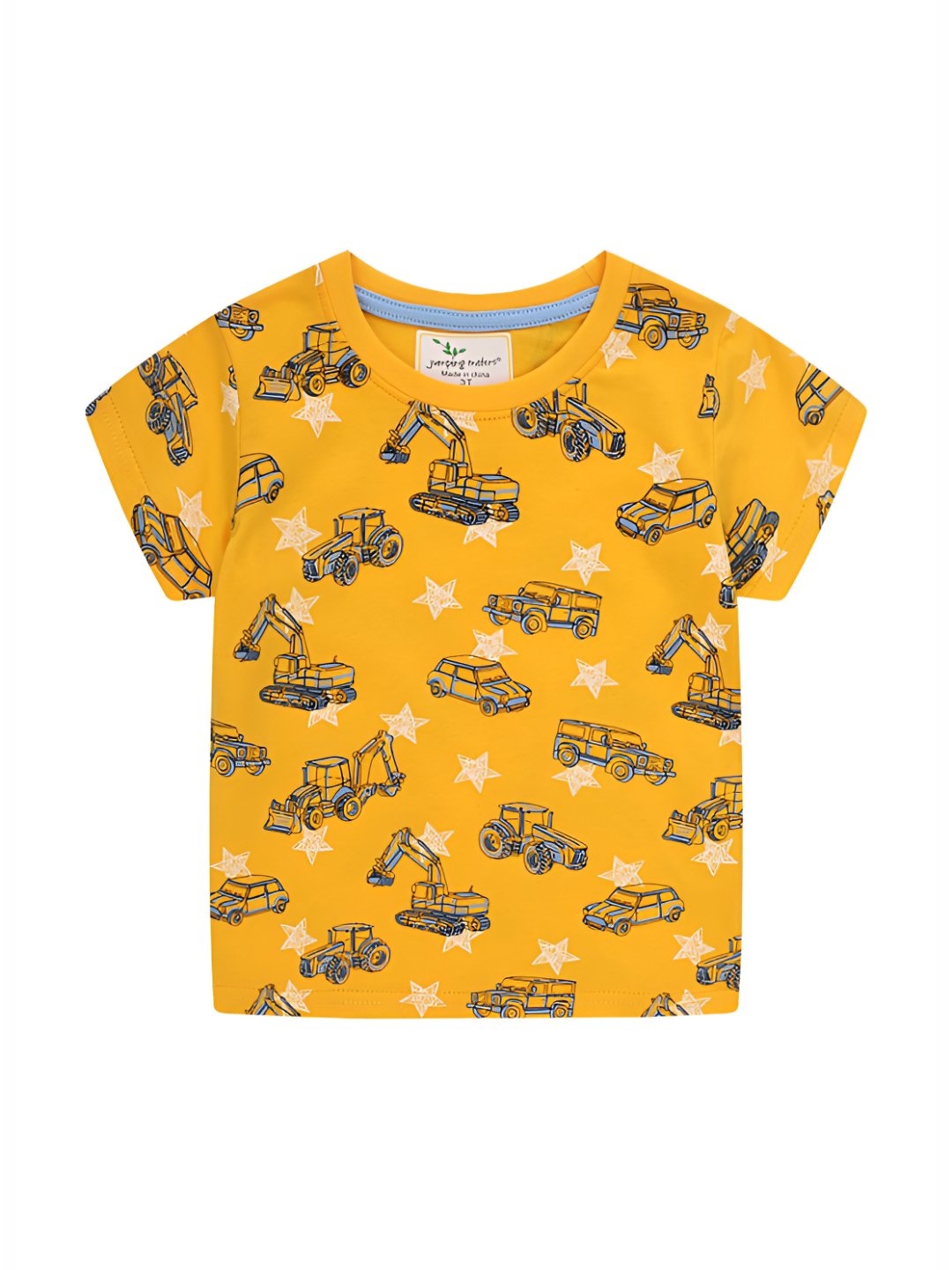 

LULU & SKY Boys Floral Printed Applique T-shirt, Yellow