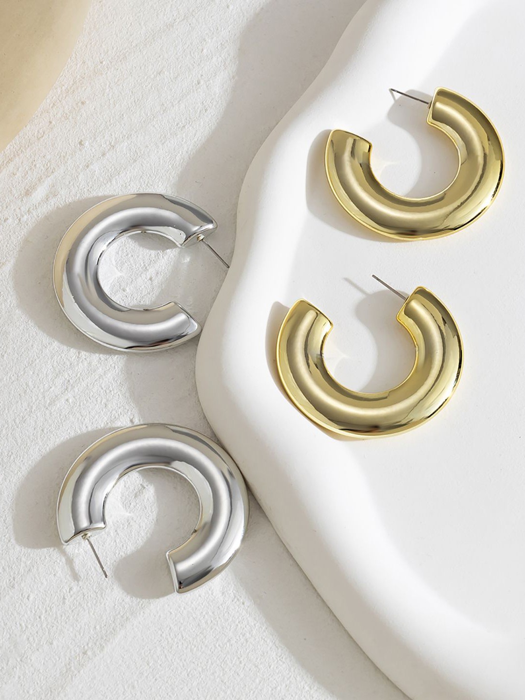 

StyleCast x Revolte Circular Half Hoop Earrings, Silver