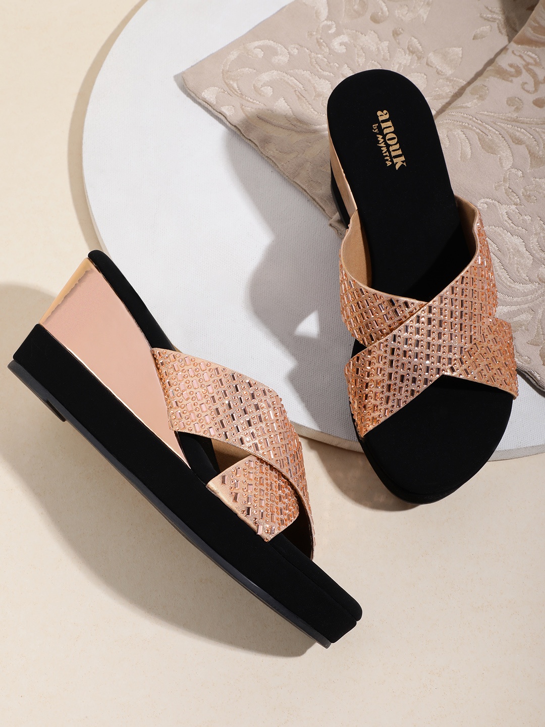 

Anouk Embellished Wedge Heels, Rose gold