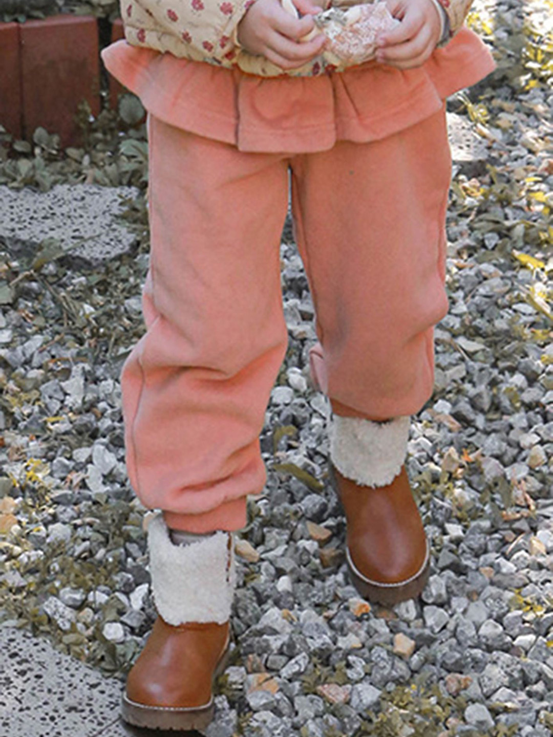 

LULU & SKY Girls Slim Fit High-Rise Chinos Trousers, Orange