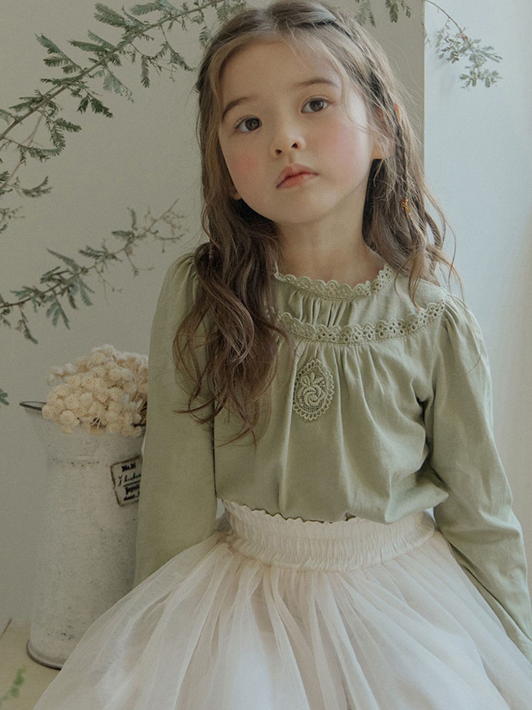 

LULU & SKY Bell Sleeve Organic Cotton Top, Green