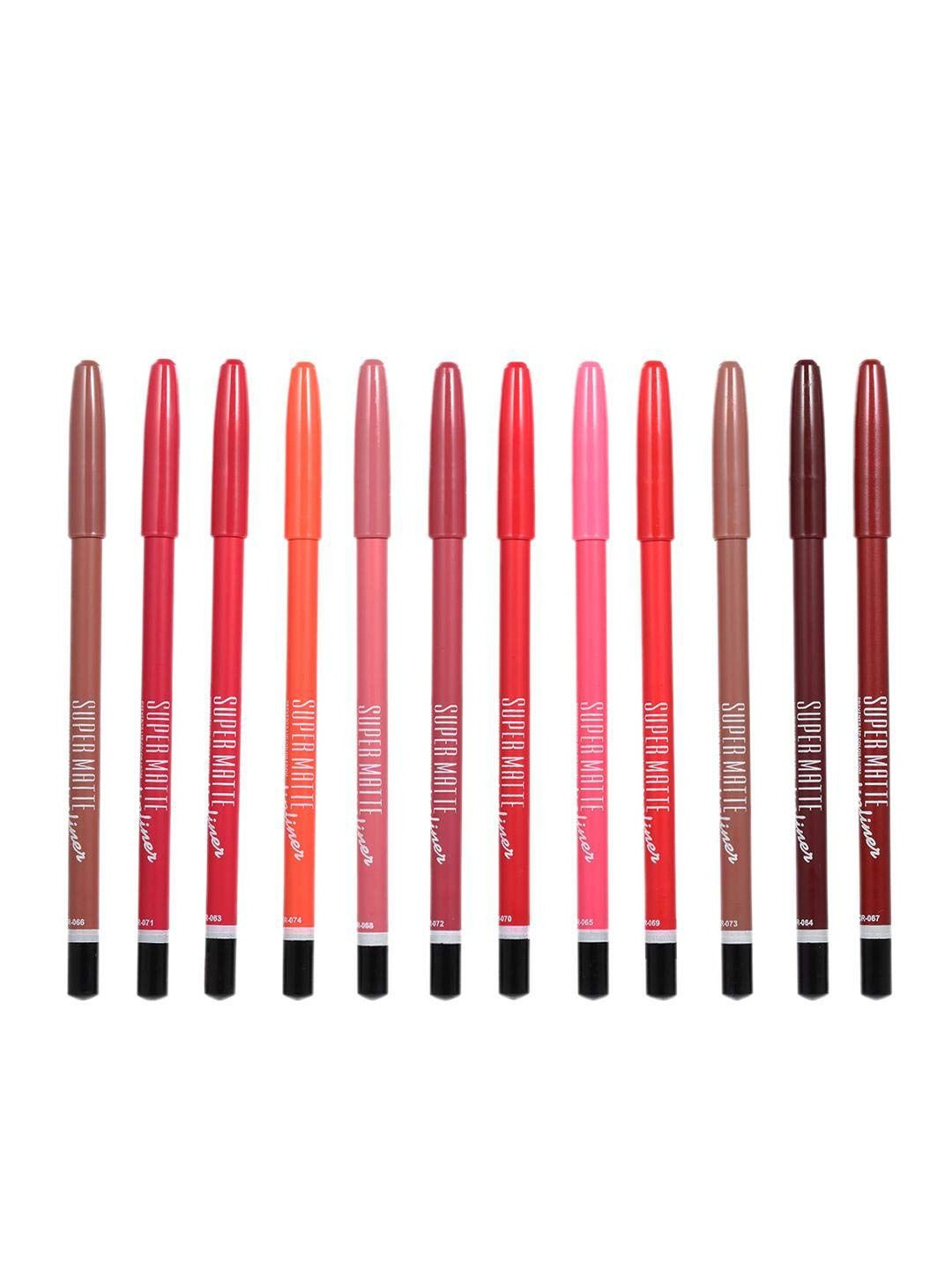 

MAKEUP FEVER Super Matte Set Of 12 Creamy Pencil Lipliner - 1.5 g Each, Red