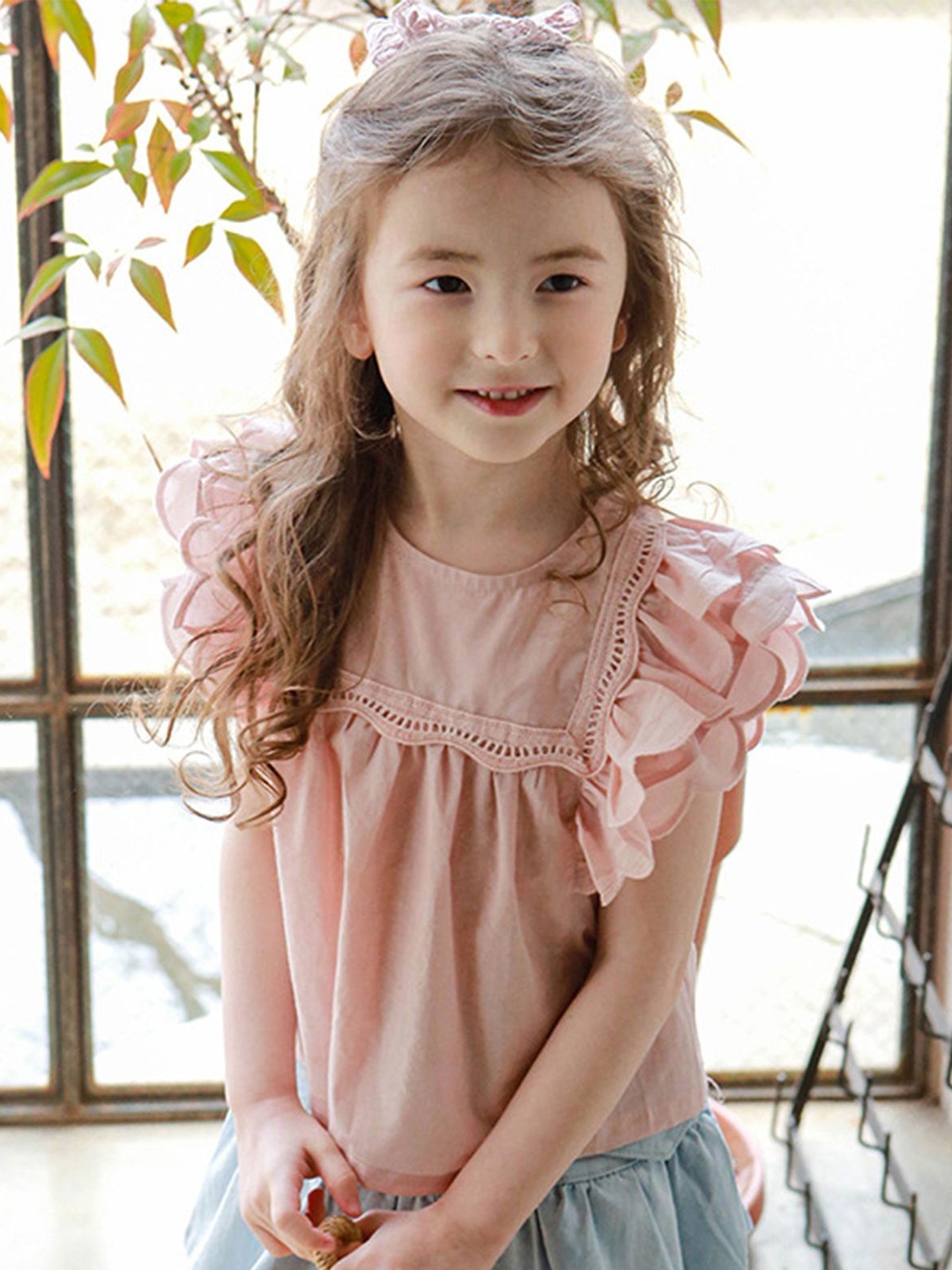 

LULU & SKY Flutter Sleeve Top, Pink