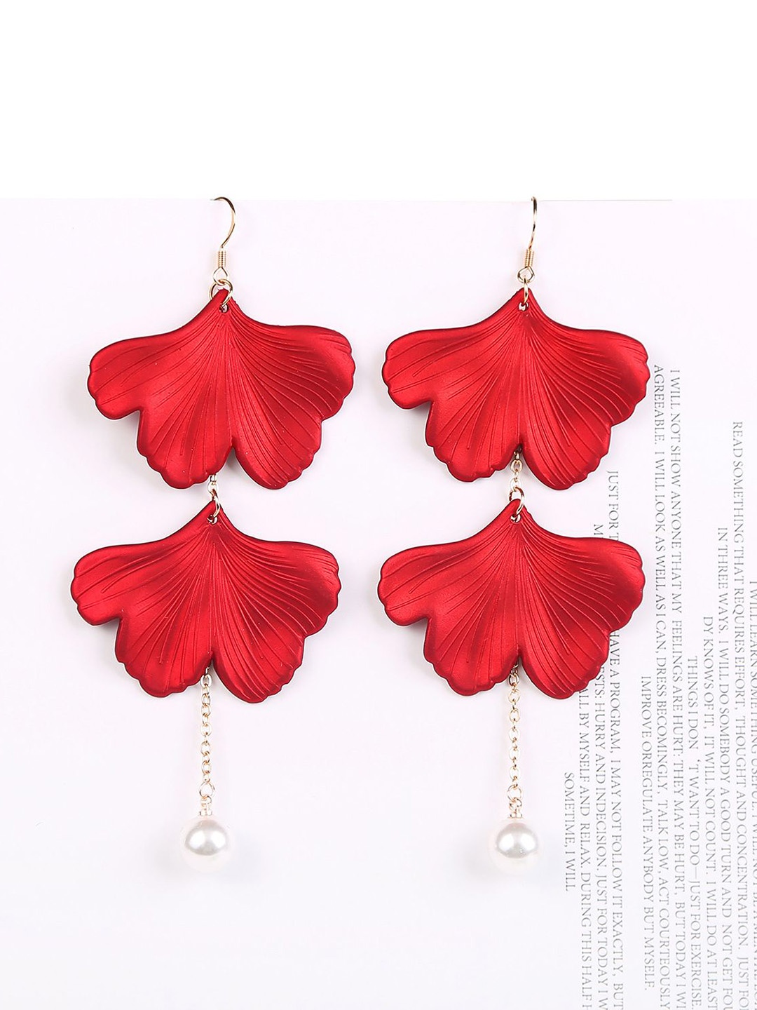 

StyleCast x Revolte Leaf Shaped Drop Earrings, Red