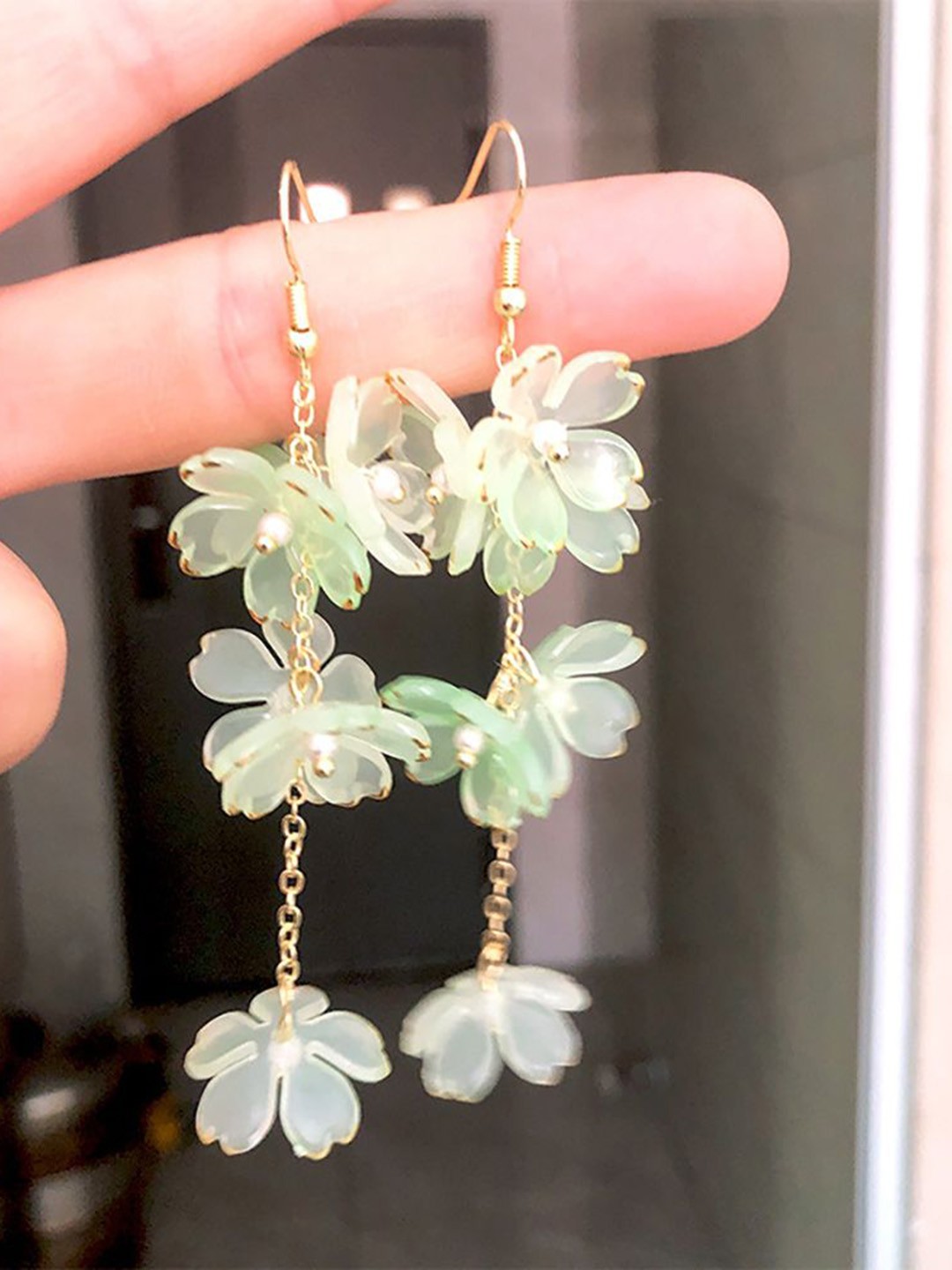 

StyleCast x Revolte Floral Drop Earrings, Green