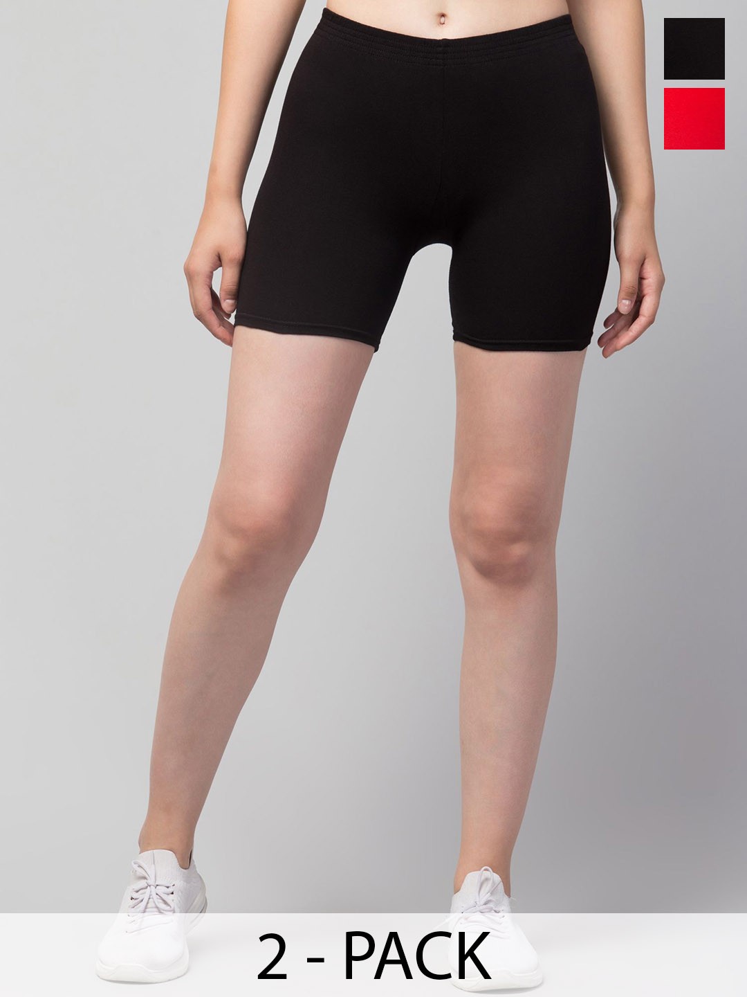 

ULLAS Women Pack Of 2 Skinny Fit Cycling Sports Shorts, Black