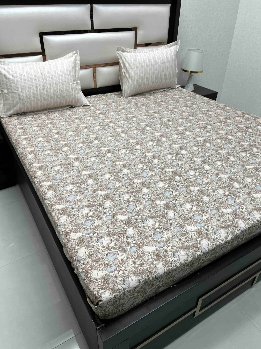 

Pure Decor Cotton King Size Double Bed Bedsheet With 2 Pillow Covers 2.74m X 2.74m, Brown