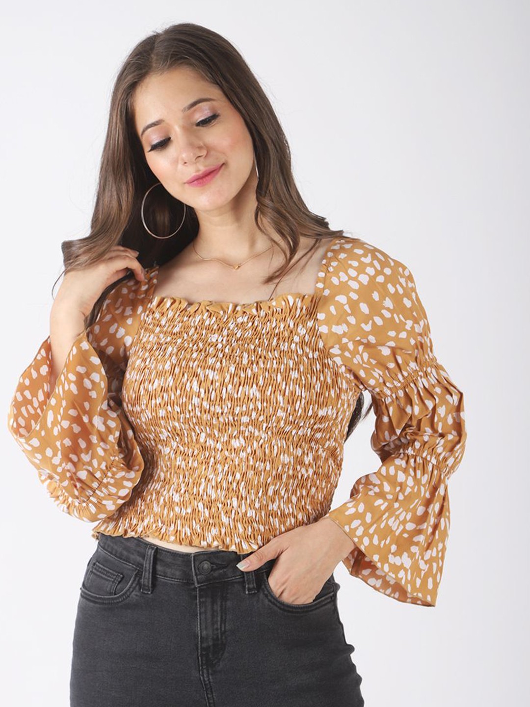 

all about you Animal Print Crop Top, Yellow