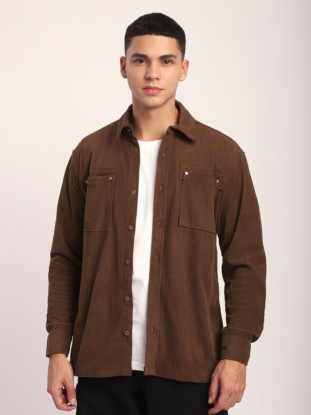 

Beyoung Corduroy Dual Pocket Shirt, Brown