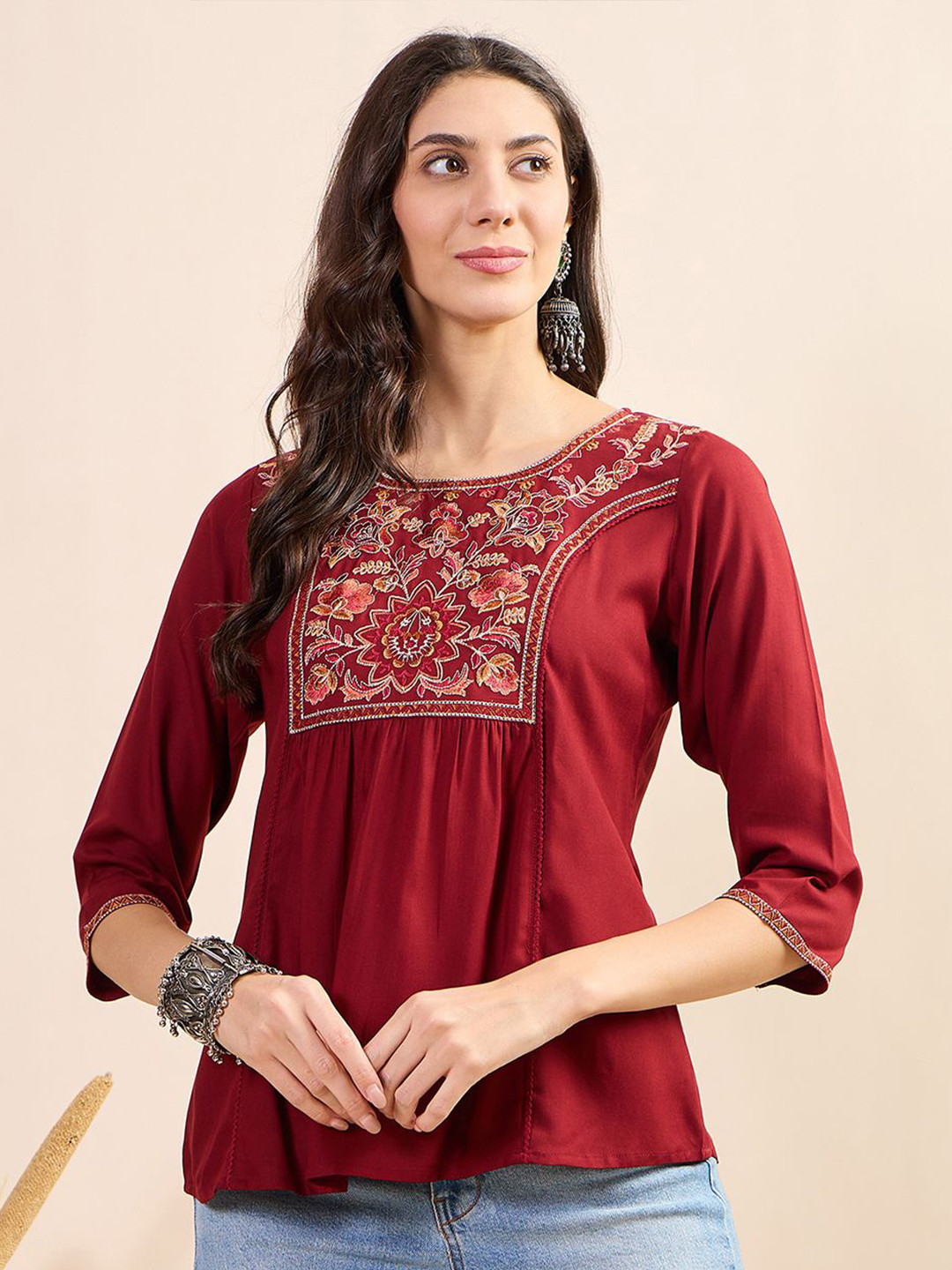

Anouk Embroidered Top, Maroon