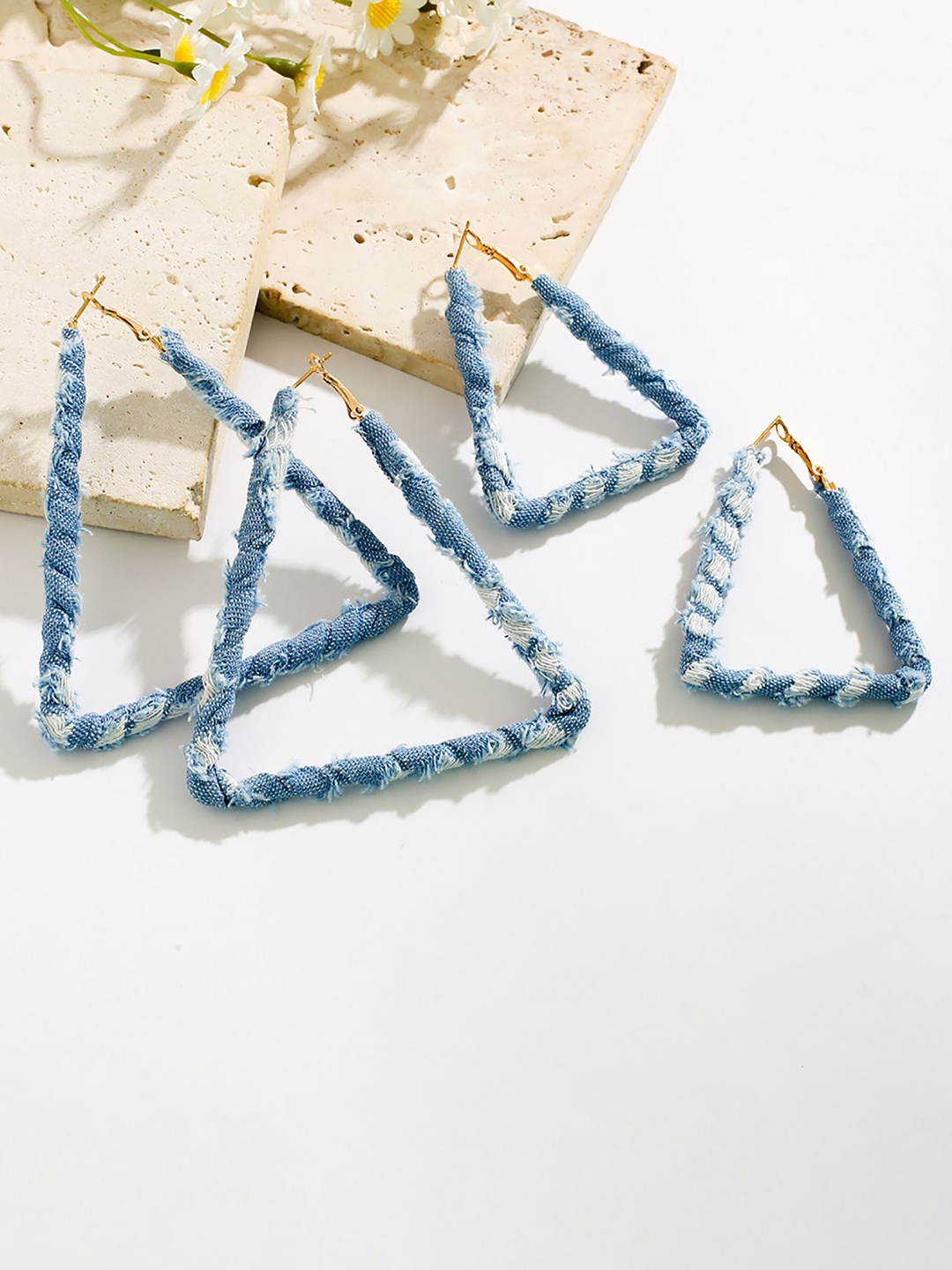 

StyleCast x Revolte Triangular Half Hoop Earrings, Blue
