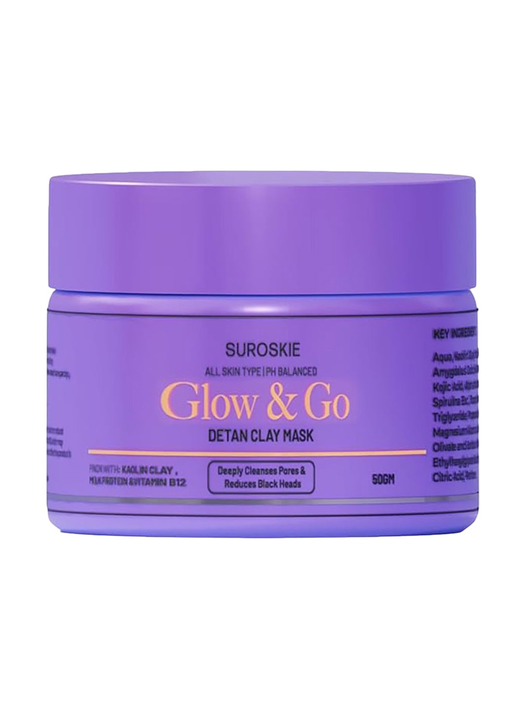 

SUROSKIE Glow & Go Detan Clay Mask with Honey For Deep Cleansing - 50 g, Purple