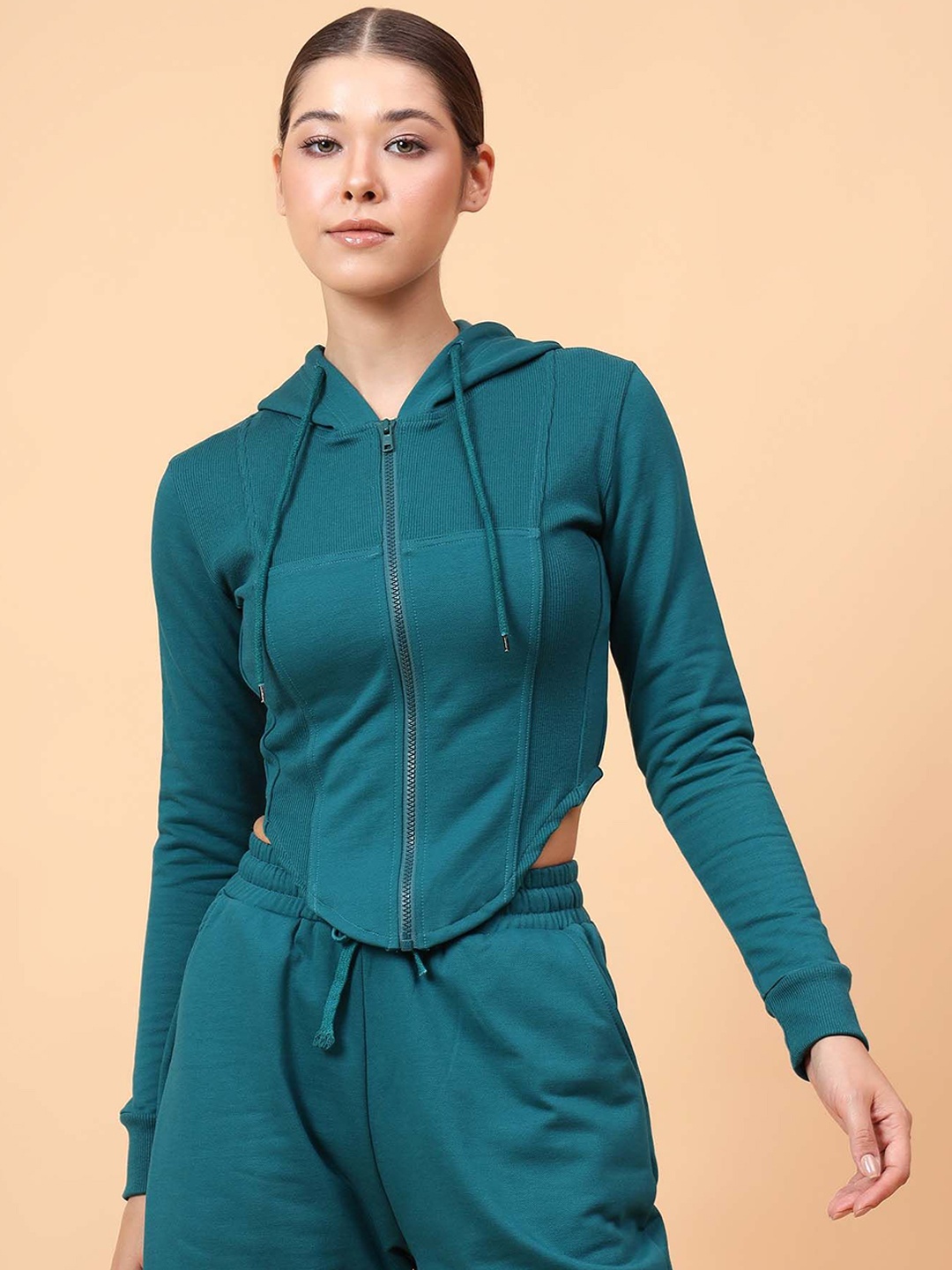 

Fikin Women Fleece Corset Jacket, Teal
