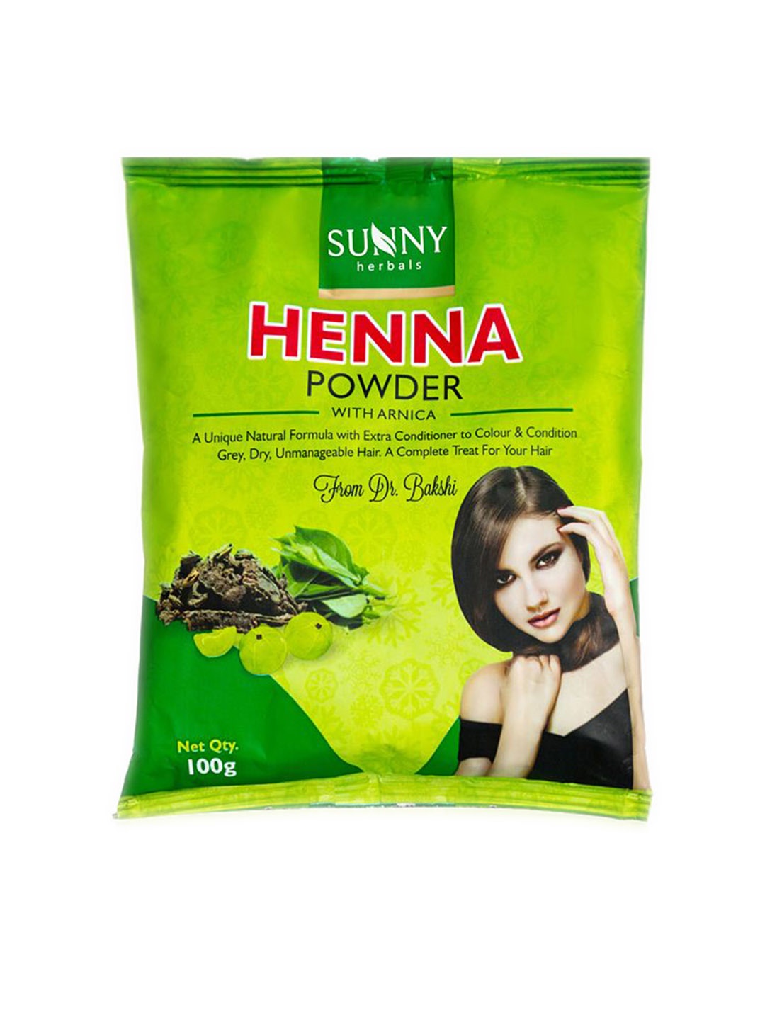 

SUNNY HERBALS Ammonia-Free Henna Powder With Arnica - 100 g, Green