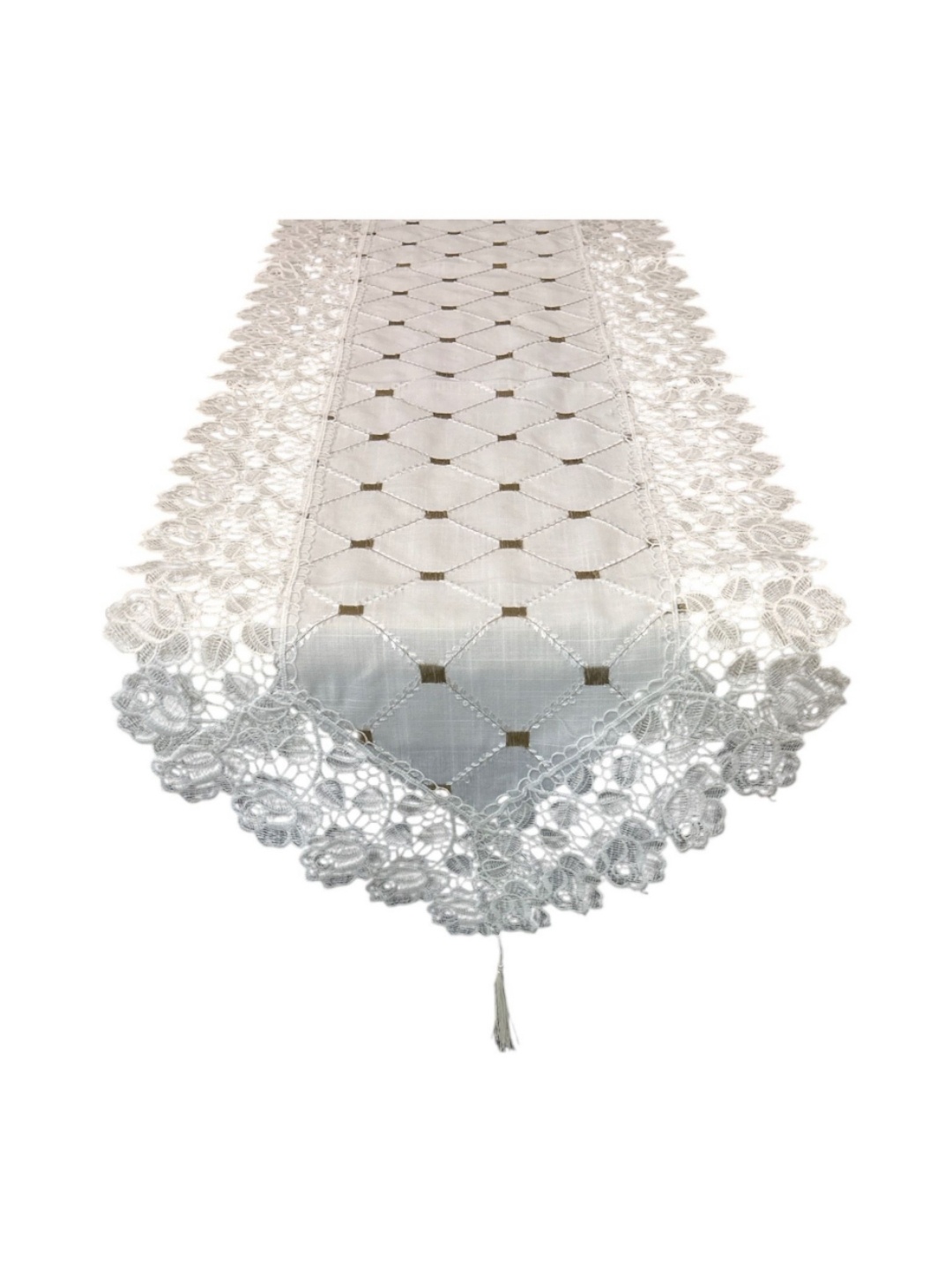 

MONKDECOR White Embroidered Table Runner