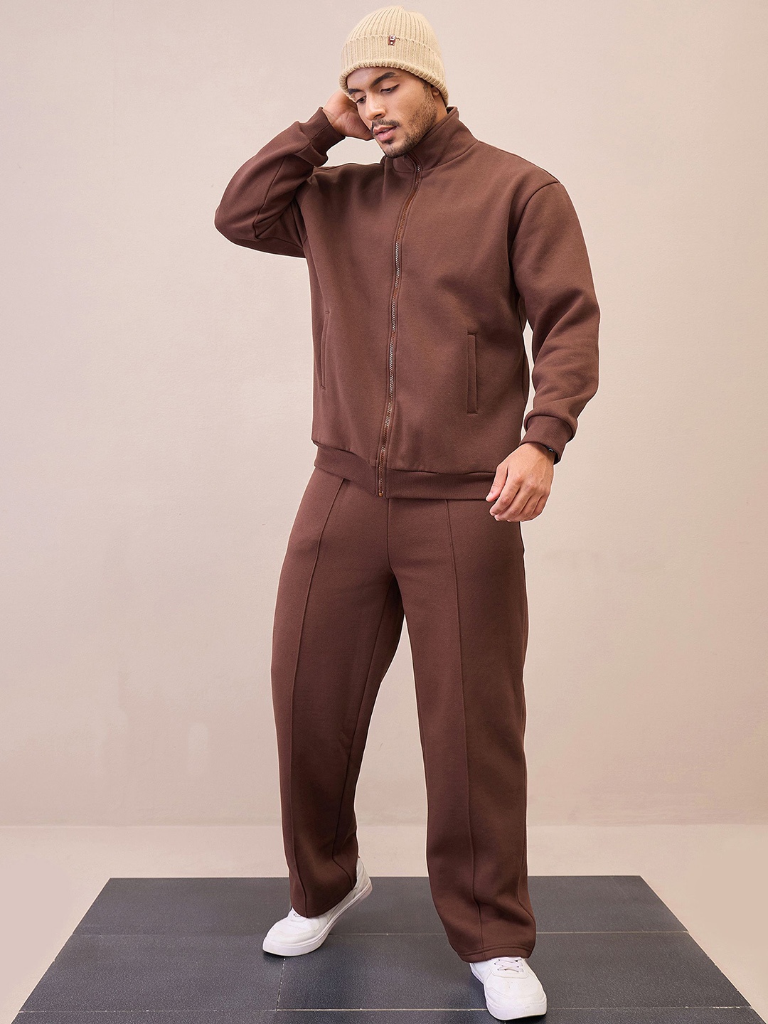 

MASCLN SASSAFRAS Brown High Neck Long Sleeves Sweatshirt With Trouser