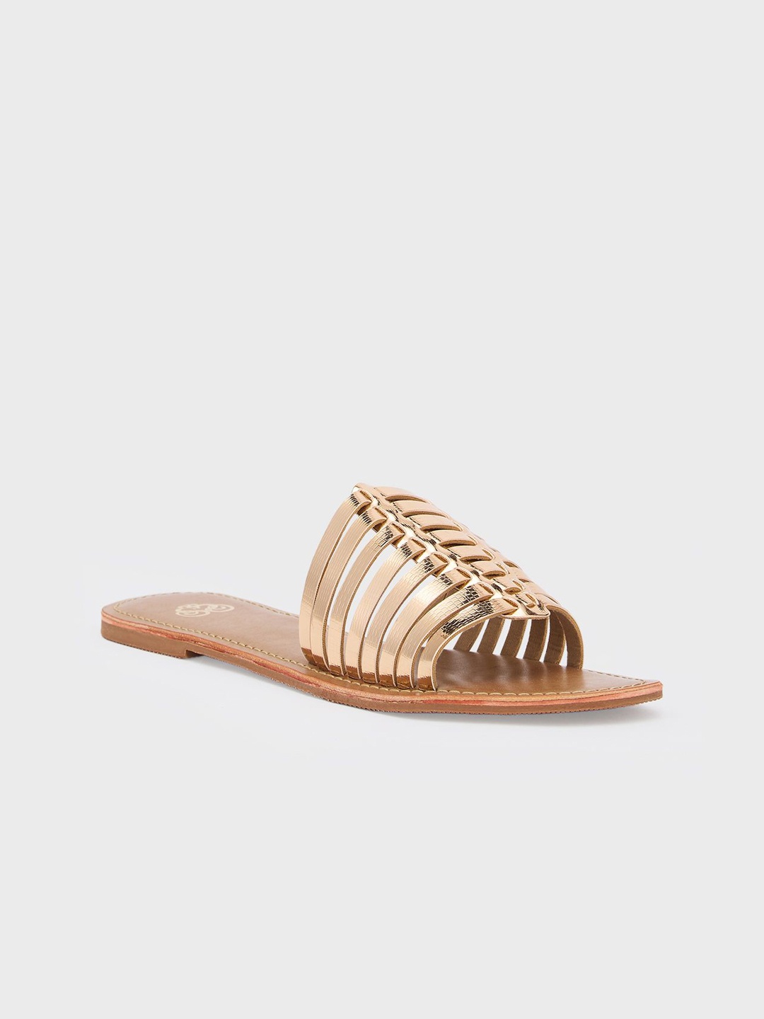 

Sole To Soul Women Striped Mules with Tassels Flats, Champagne