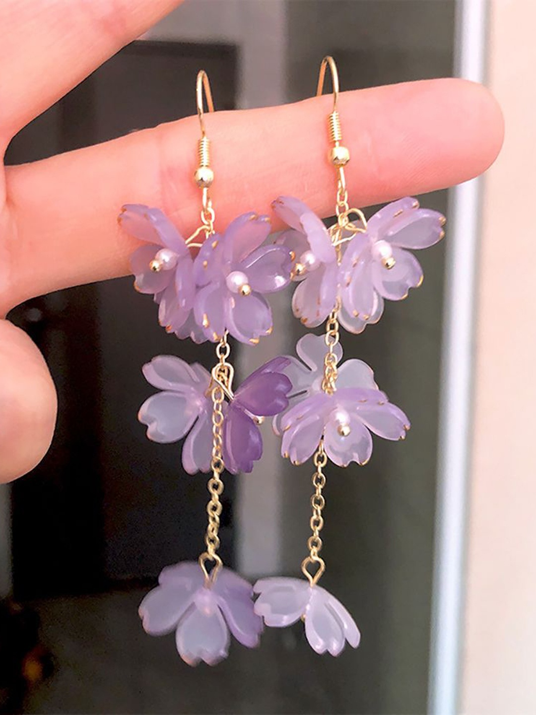 

StyleCast x Revolte Floral Drop Earrings, Purple