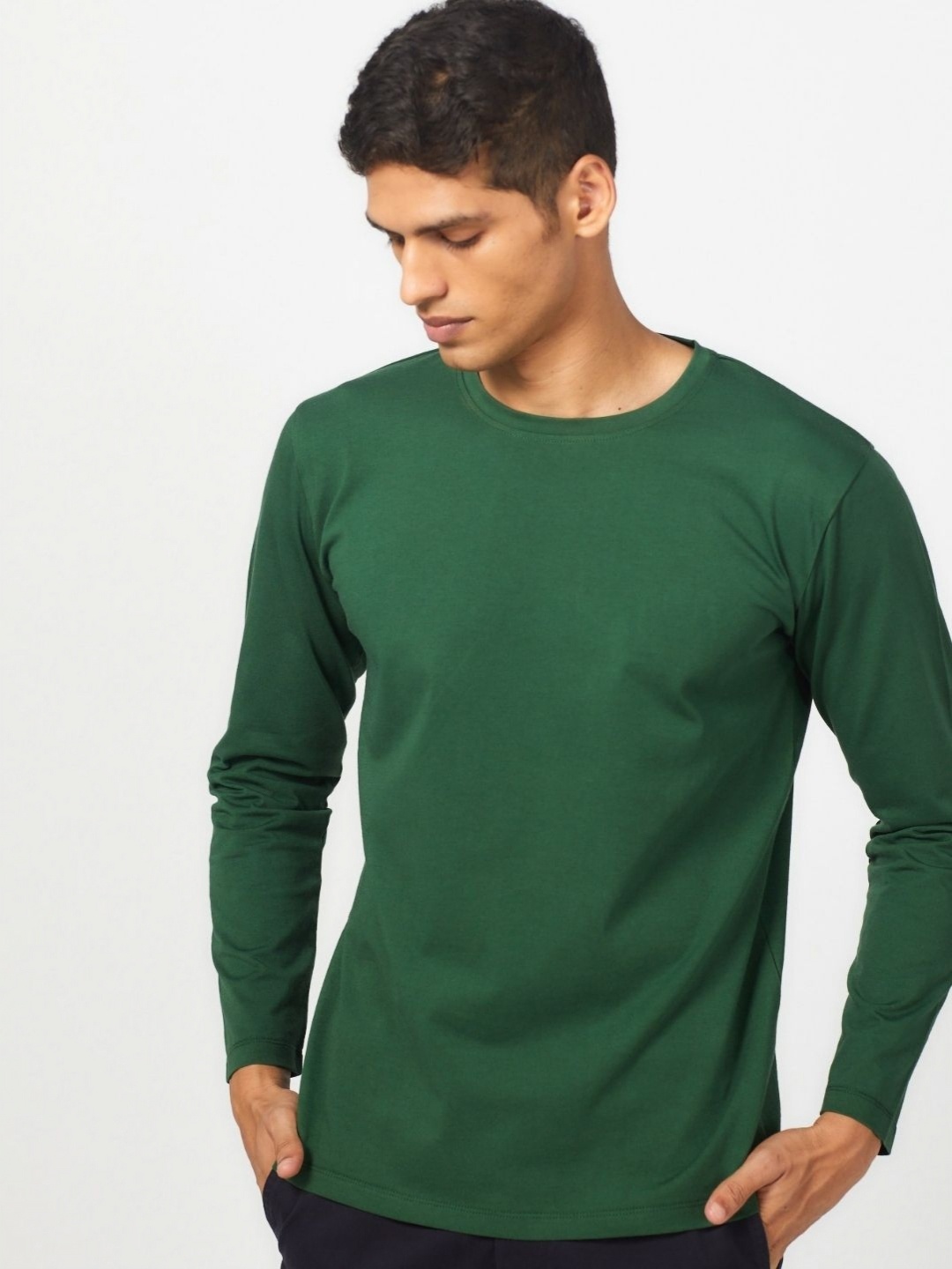 

Creatures of Habit Men Pima Crew Long Sleeve Tshirt, Green