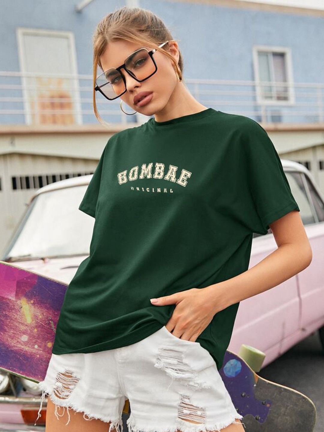 

BOMBAE TEES Women Striped Henley Neck Extended Sleeves Bio Finish Pockets T-shirt, Green