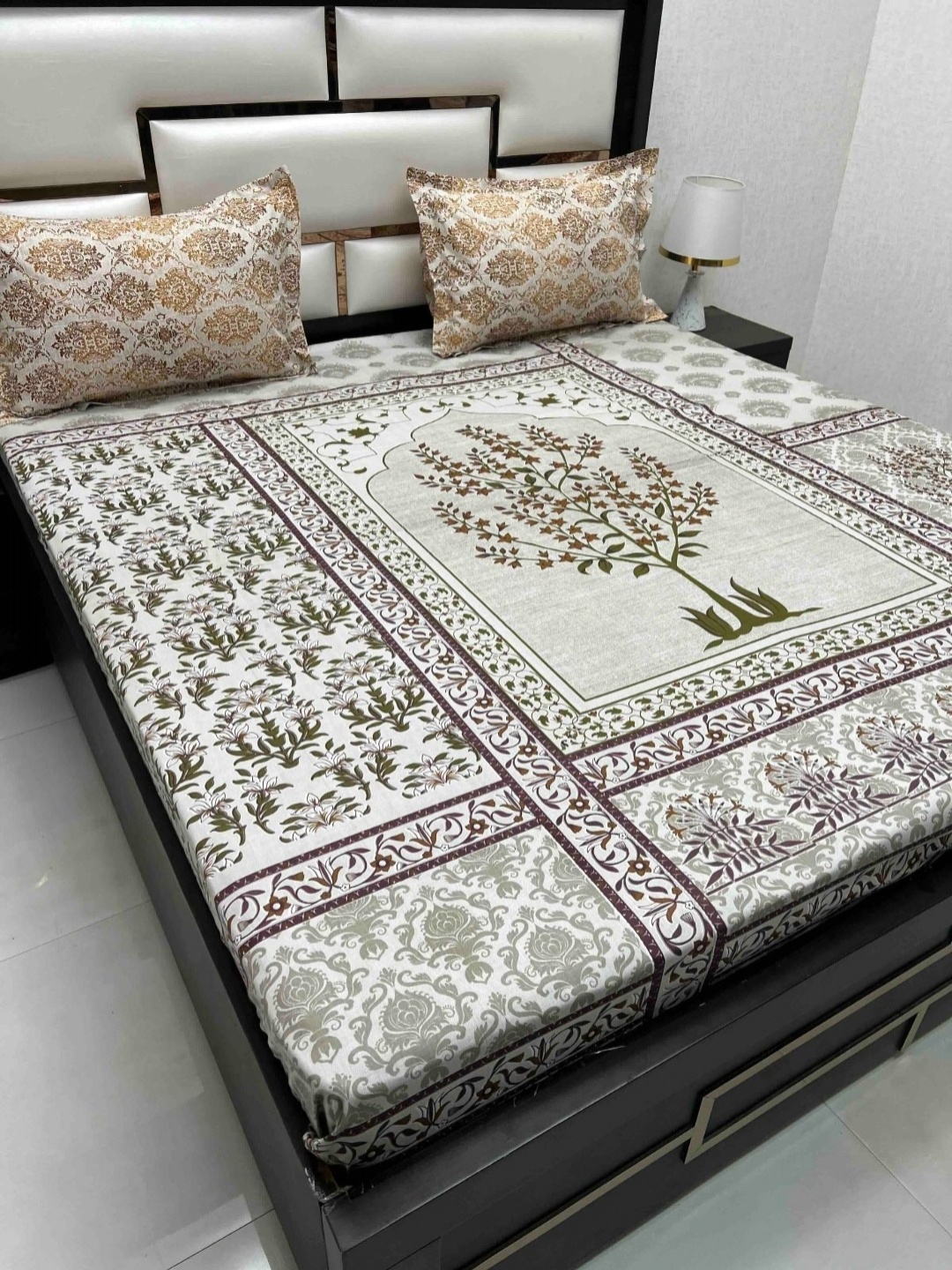 

Pure Decor Cotton King Size Double Bed Bedsheet With 2 Pillow Covers 2.74m X 2.74m, Brown
