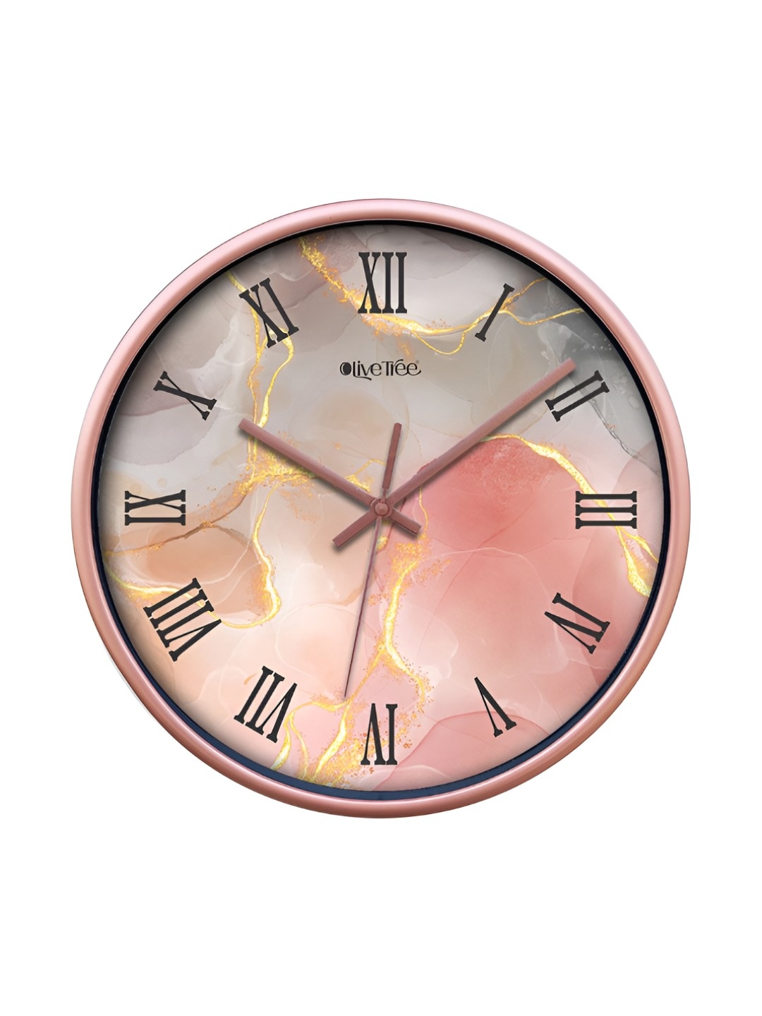 

OLIVE TREE Copper-Toned & Rose Gold Printed Contemporary Wall Clock