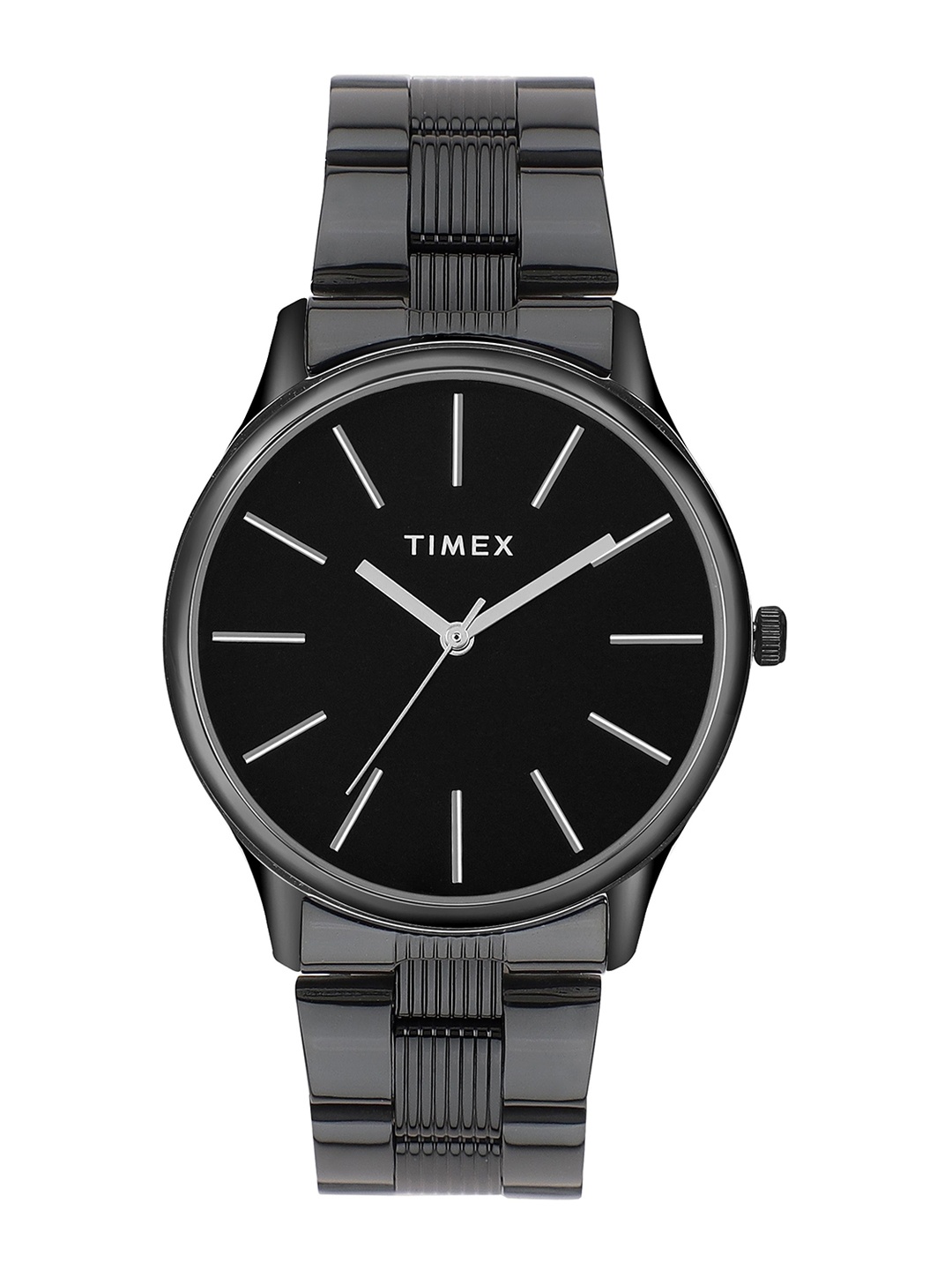 

Timex Men Brass Embellished Dial & Stainless Steel Bracelet Style Straps Analogue Watch TWTG73SMU05, Black