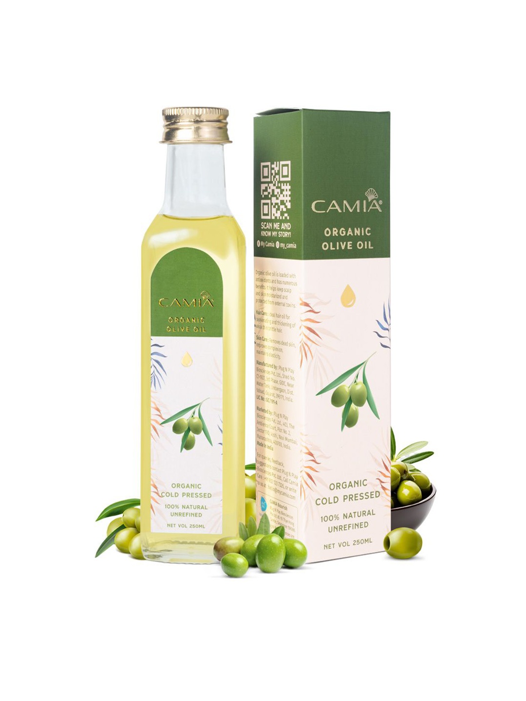 

CAMIA Cold Pressed Olive Oil Extra Virgin - 250 ml, White