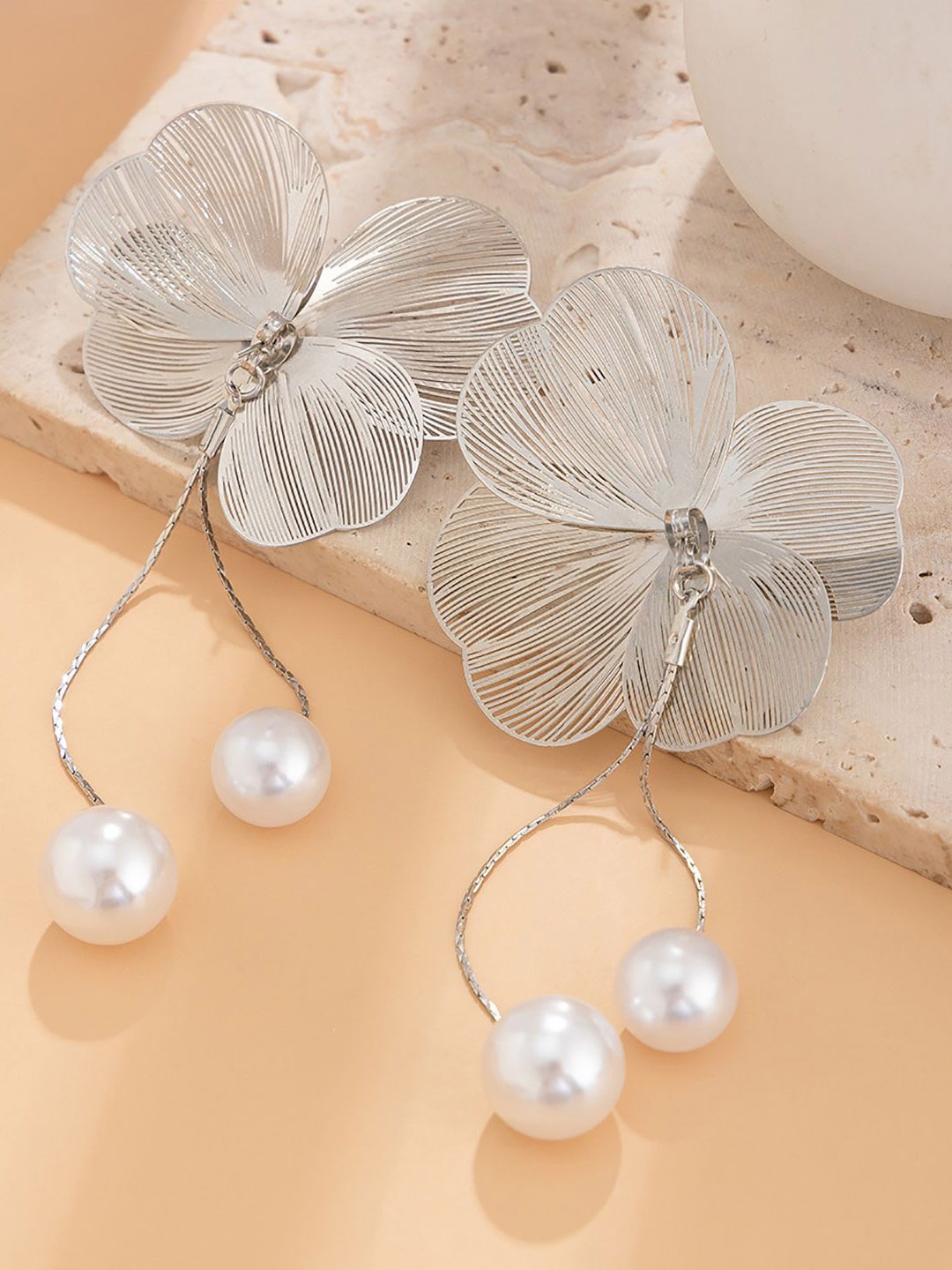 

StyleCast x Revolte Floral Drop Earrings, Silver