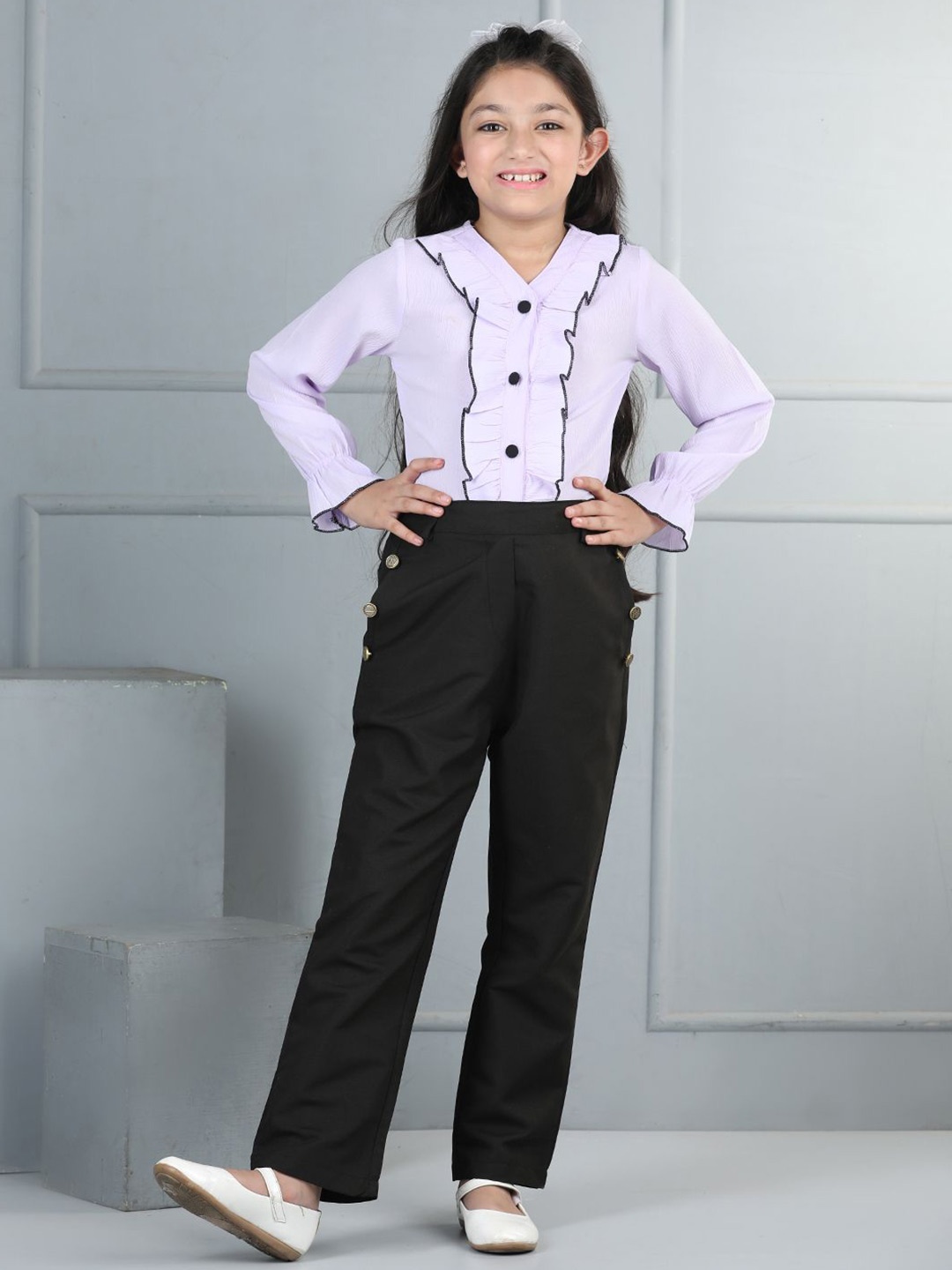

Cutiekins Girls Top with Trousers, Lavender