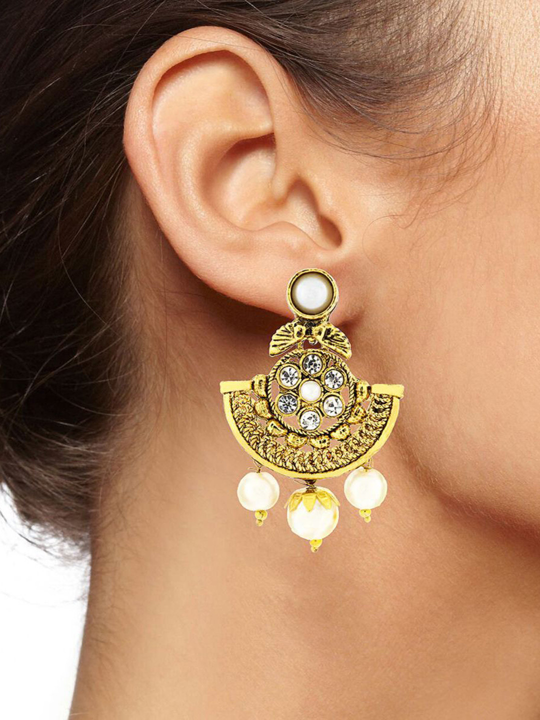 

ZIVOM Contemporary Chandbalis Earrings, Gold
