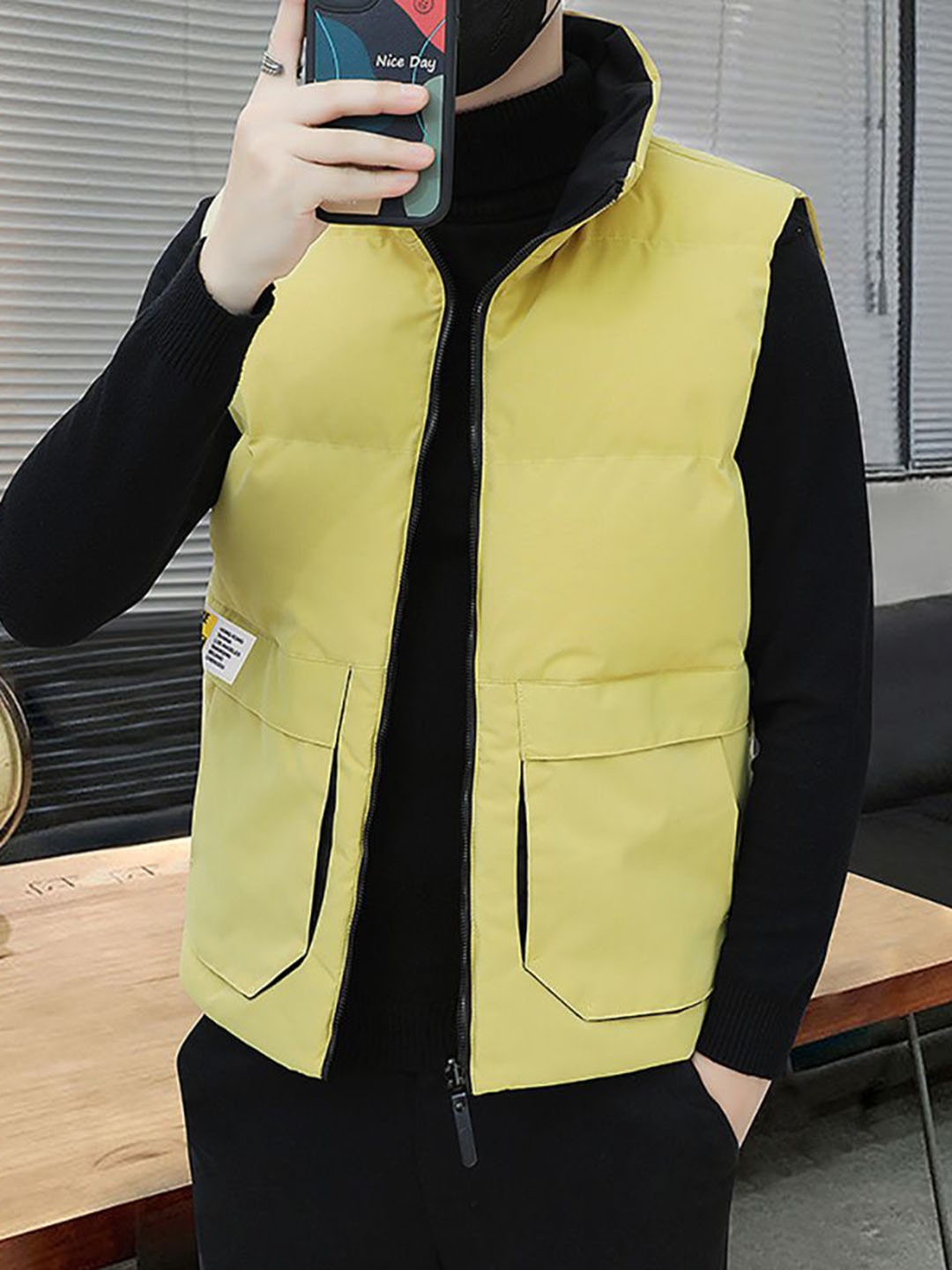 

StyleCast x Revolte Men Lightweight Open Front Jacket, Yellow