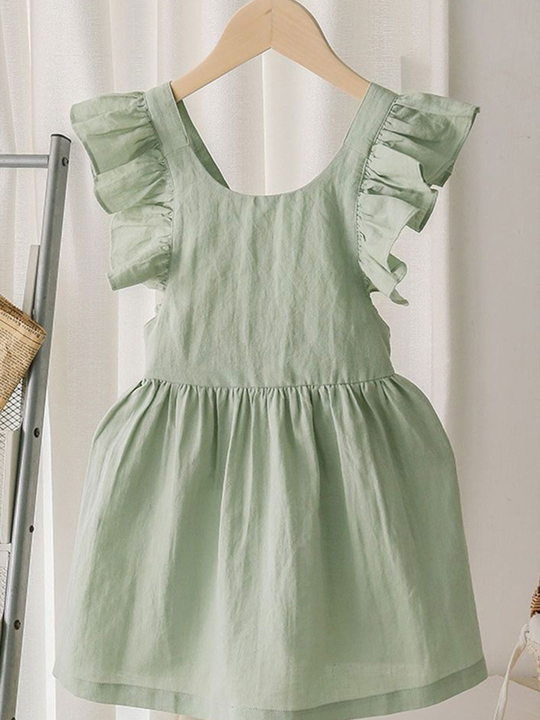 

LULU & SKY Flutter Sleeve Fit & Flare Dress, Green