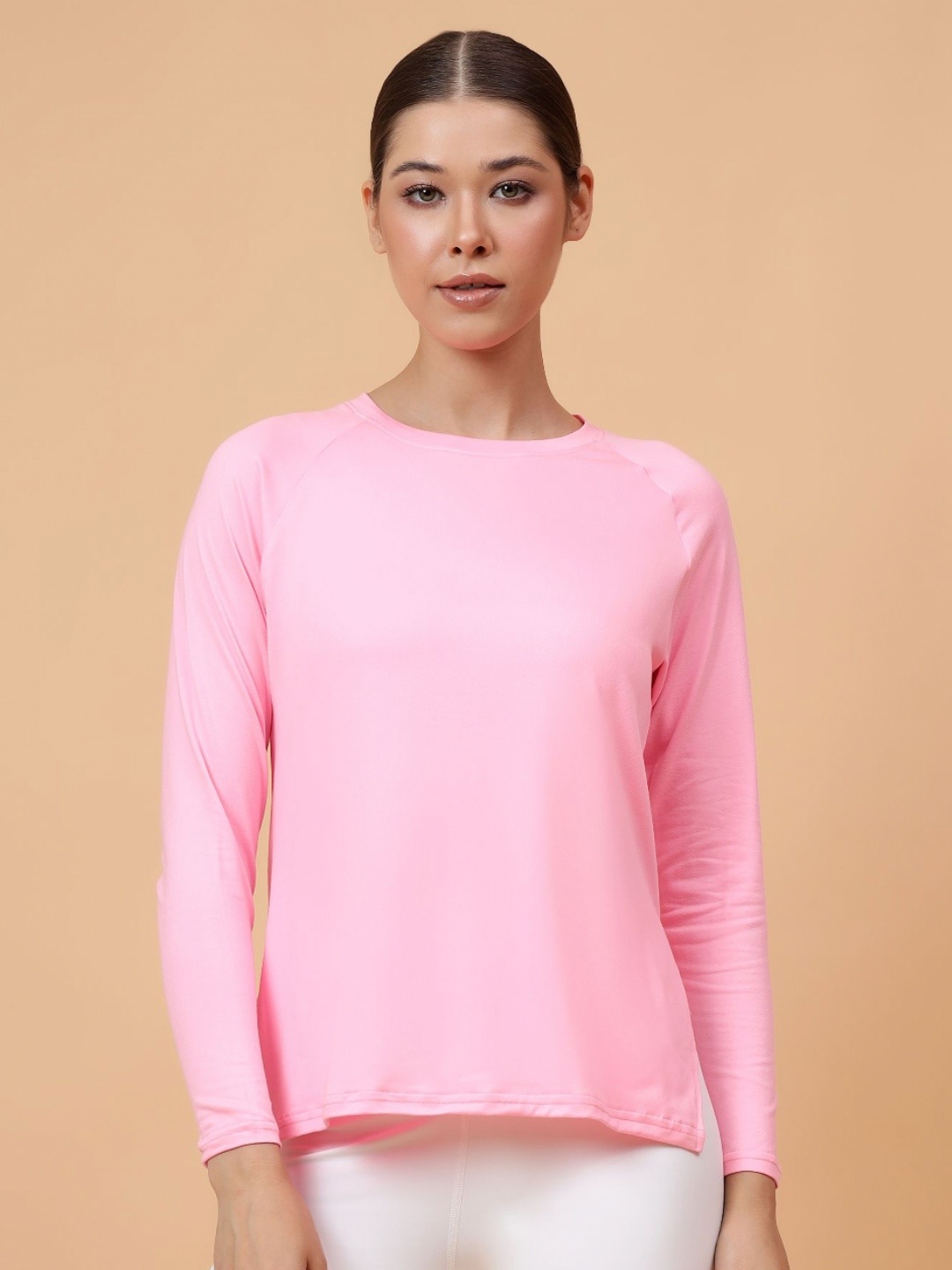 

Fitkin Women Neon Pink Side Slit T-shirt