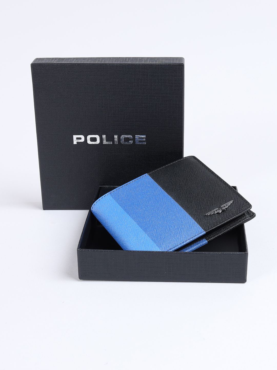 

Police Men Textured Leather Two Fold Wallet, Blue