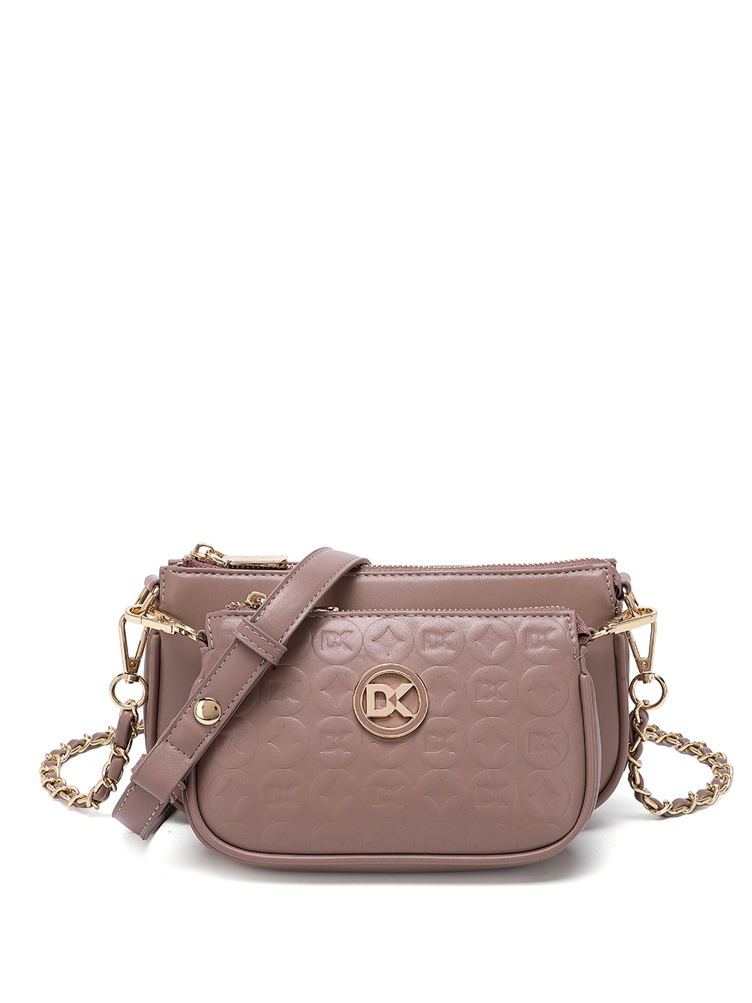 

Diana Korr Textured Structured Sling Bag with Quilted, Pink