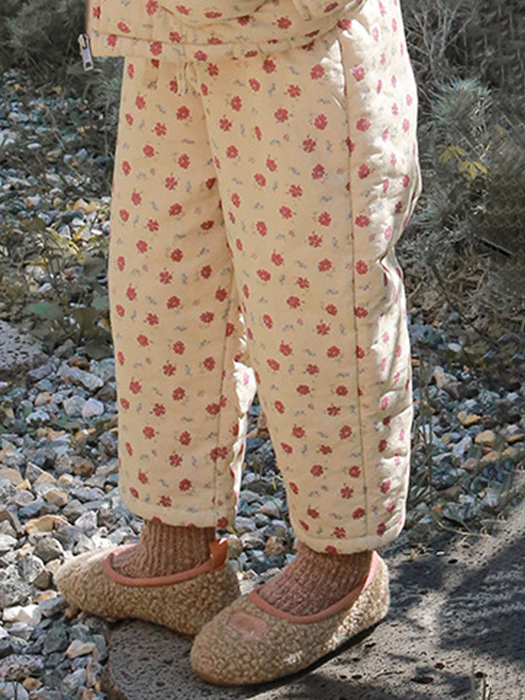 

LULU & SKY Girls Floral Printed Straight Fit High-Rise Trousers, Beige