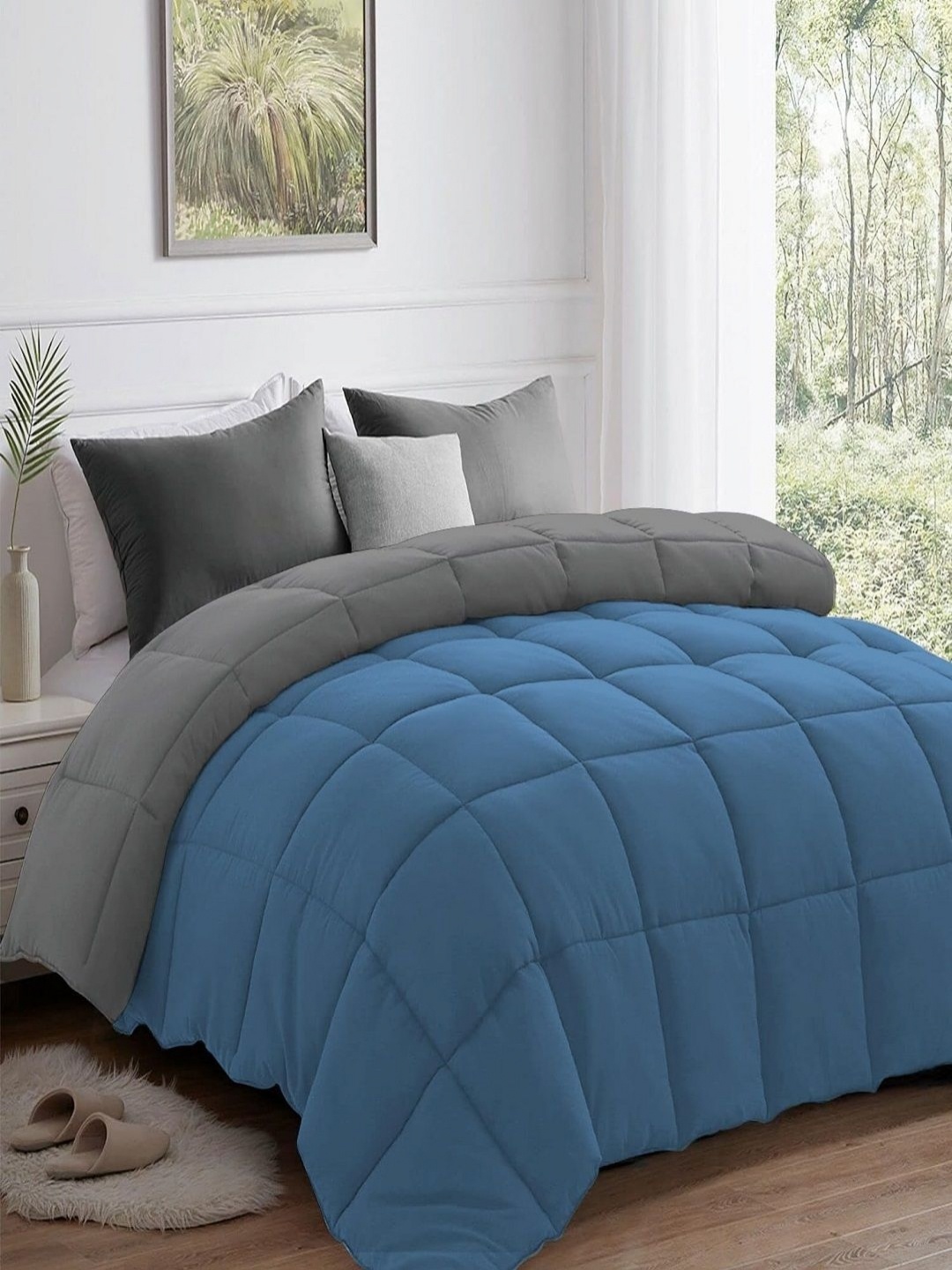 

CHICERY Teal & Grey Heavy Winter 210 GSM Double Bed Comforter