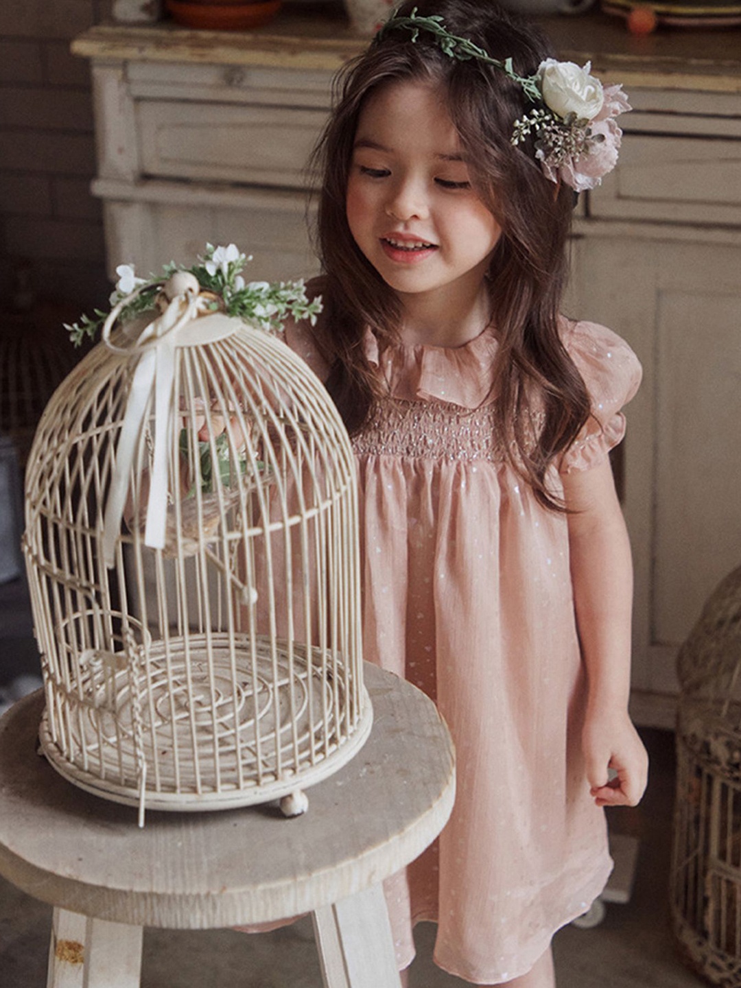 

LULU & SKY Puff Sleeve A-Line Dress, Pink