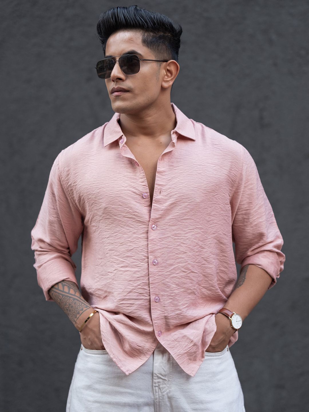 

Powerlook Men Solid Opaque Casual Shirt, Peach
