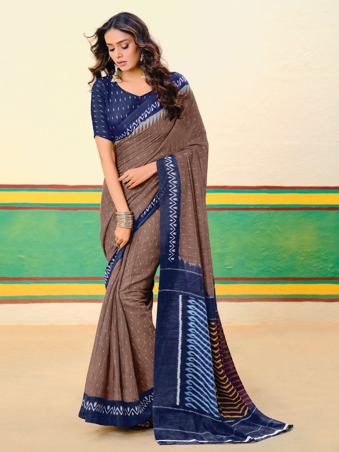 

Mitera Ikat Saree, Brown