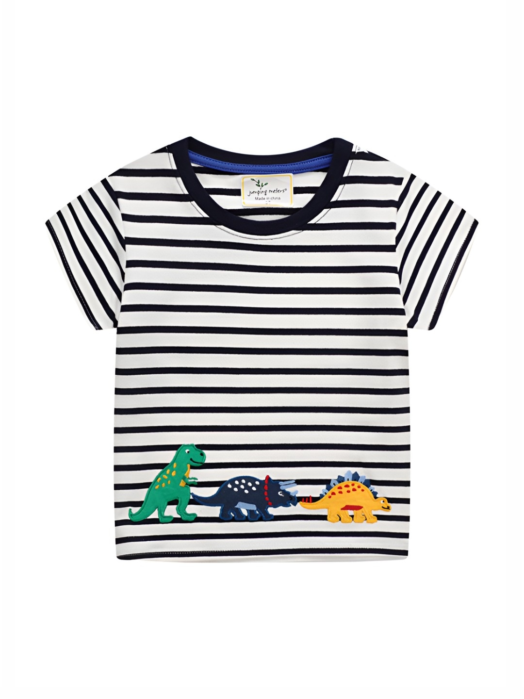 

LULU & SKY Boys Striped Applique T-shirt, White