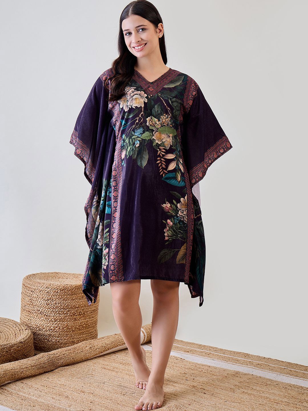 

The Kaftan Company Printed Nightdress, Blue