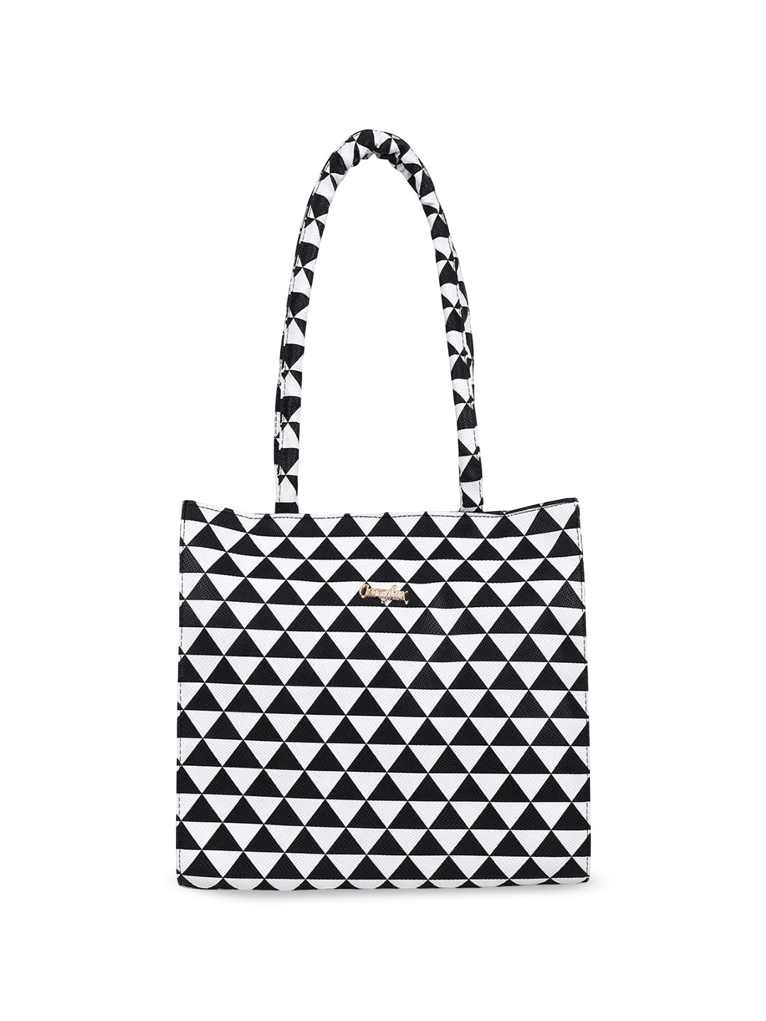 

CarryLux Geometric Textured PU Structured Tote Bag, Black