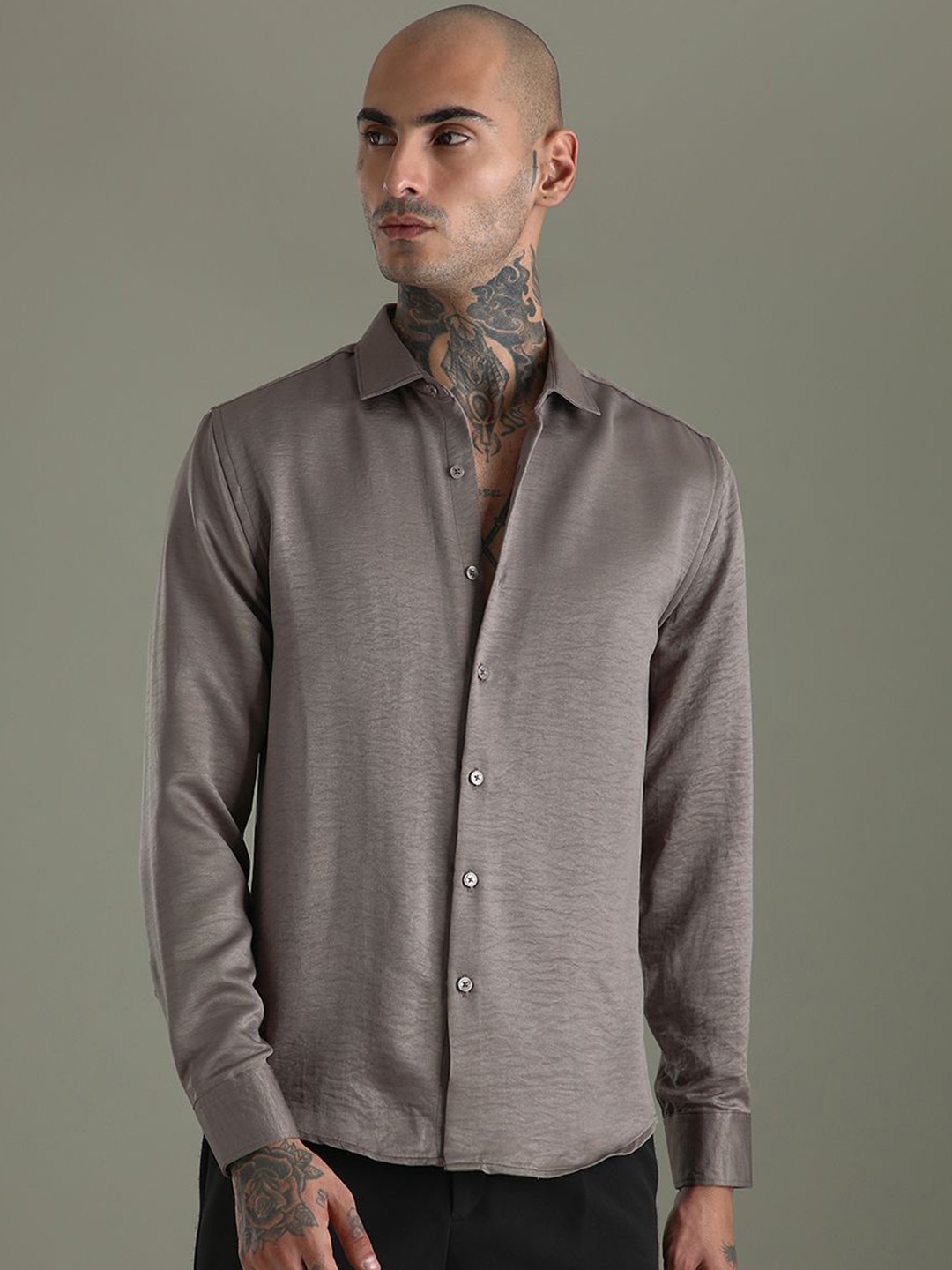 

Banana Club Men Classic Slim Fit Opaque Casual Shirt, Grey