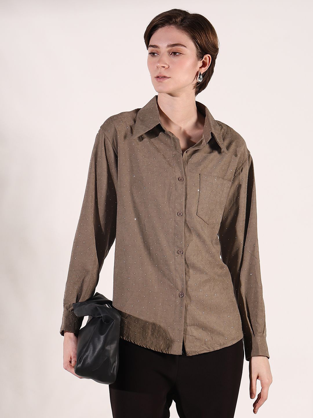 

SHOWOFF Women Opaque Casual Shirt, Brown