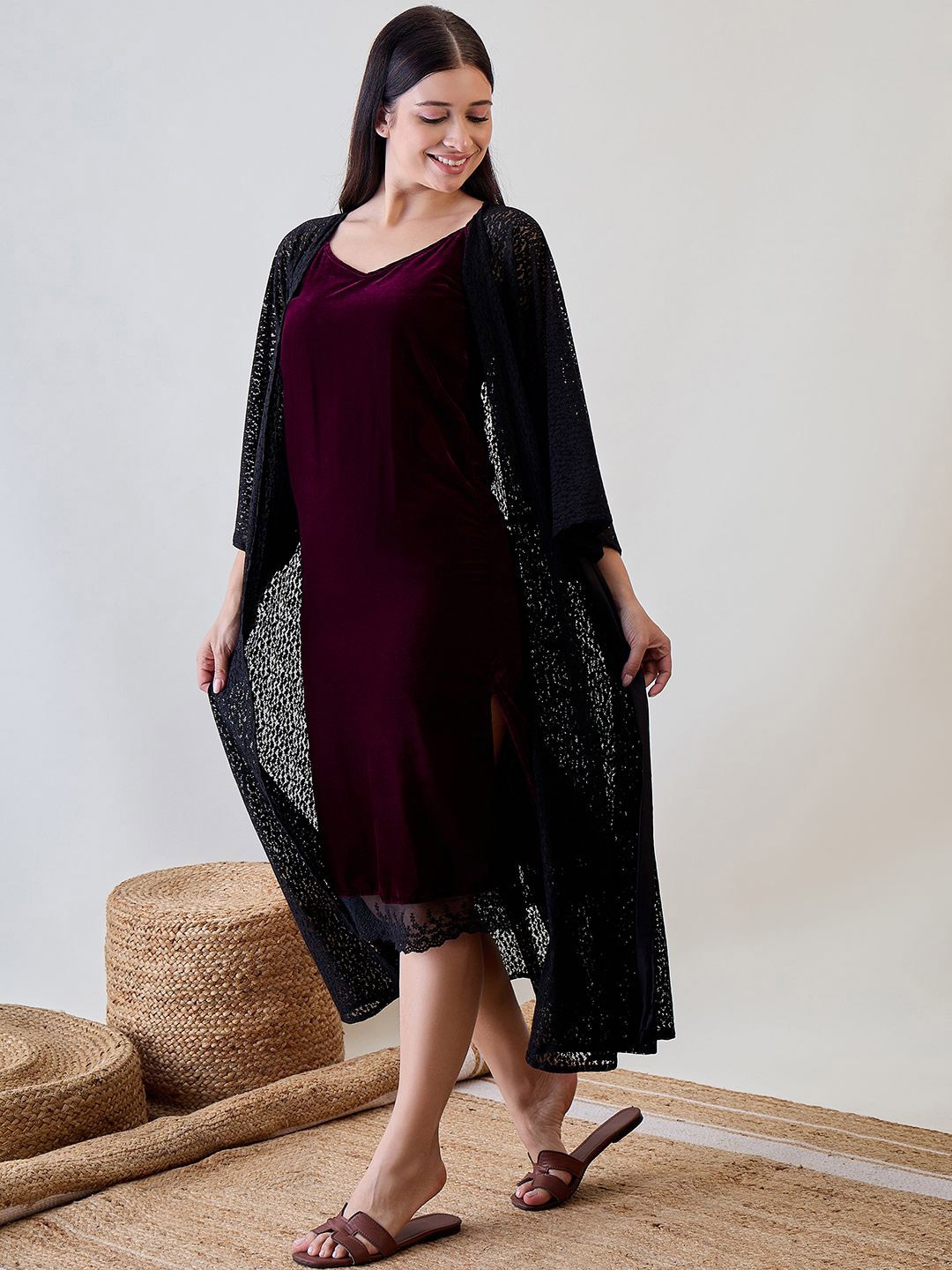 

The Kaftan Company Nightdress, Burgundy