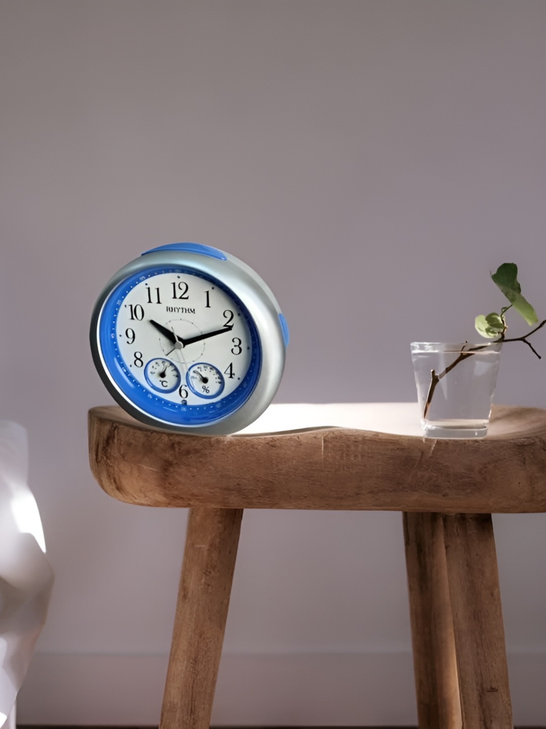 

Rhythm Blue & Silver-Toned Traditional Alarm Clock